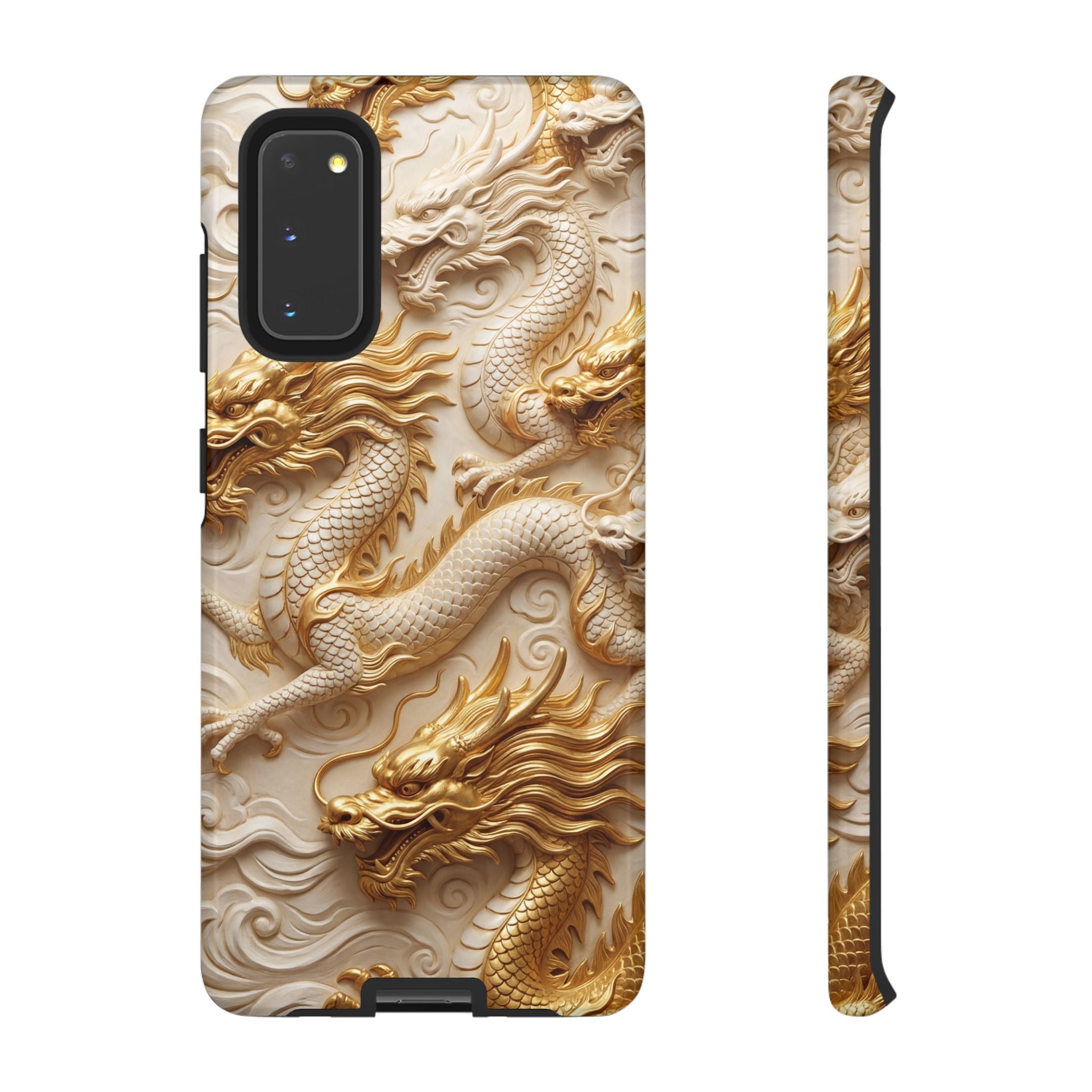 Dragon Relief Samsung Galaxy Case — Gold Carved Dragon Protective Cover