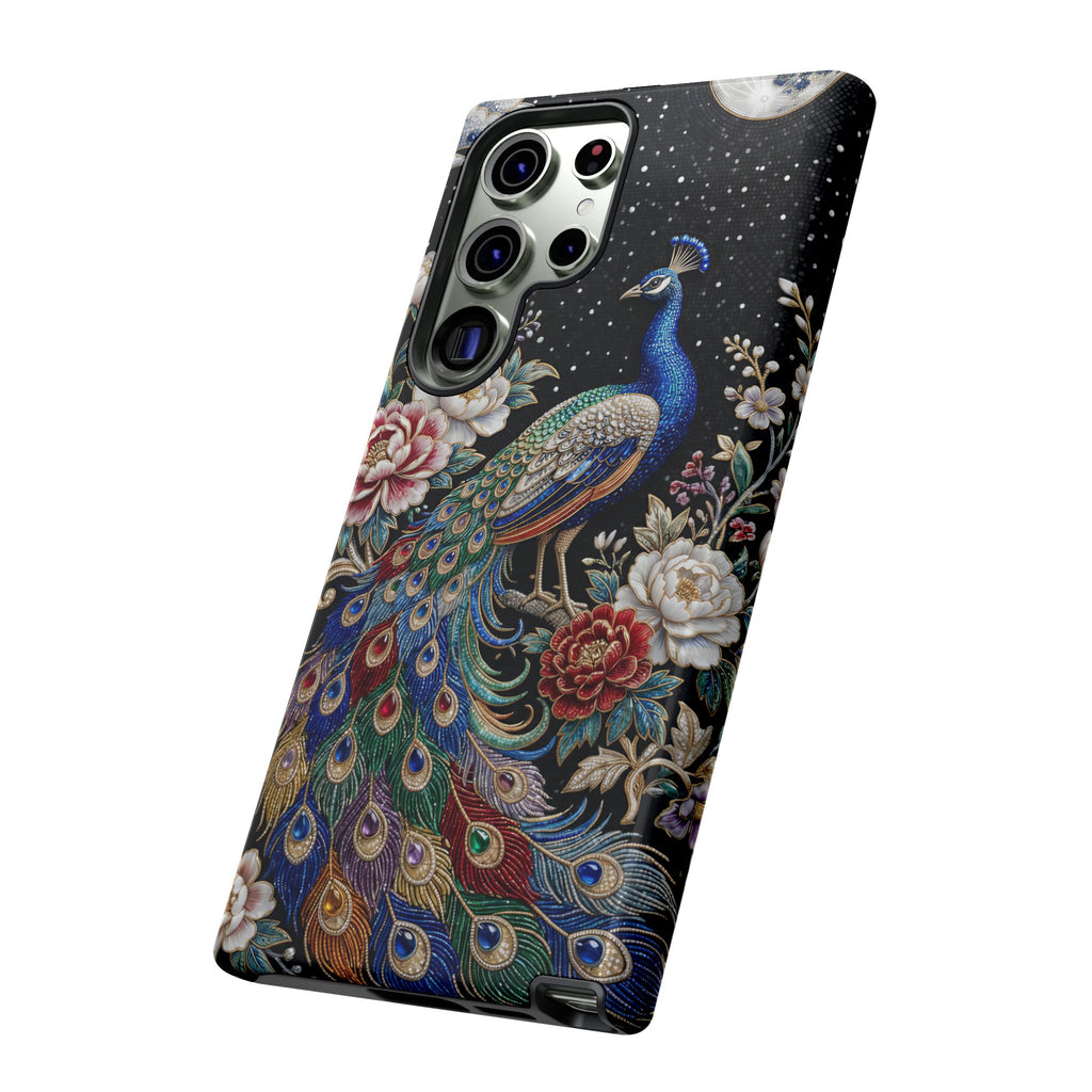 Peacock Moon Tough Samsung Galaxy Phone Case | Elegant Floral Phone Case