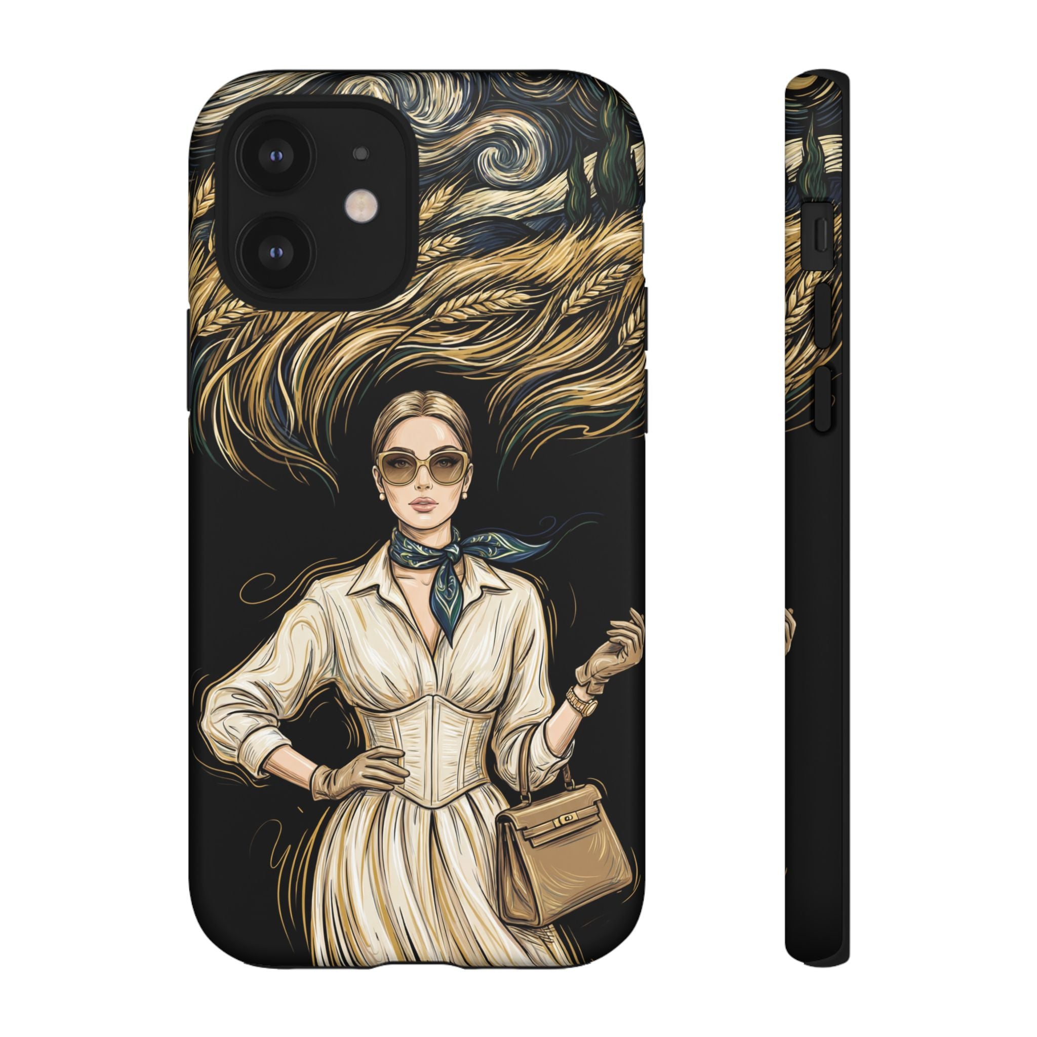Vintage Elegance iPhone Case | Retro Woman with Flowing Golden Hair
