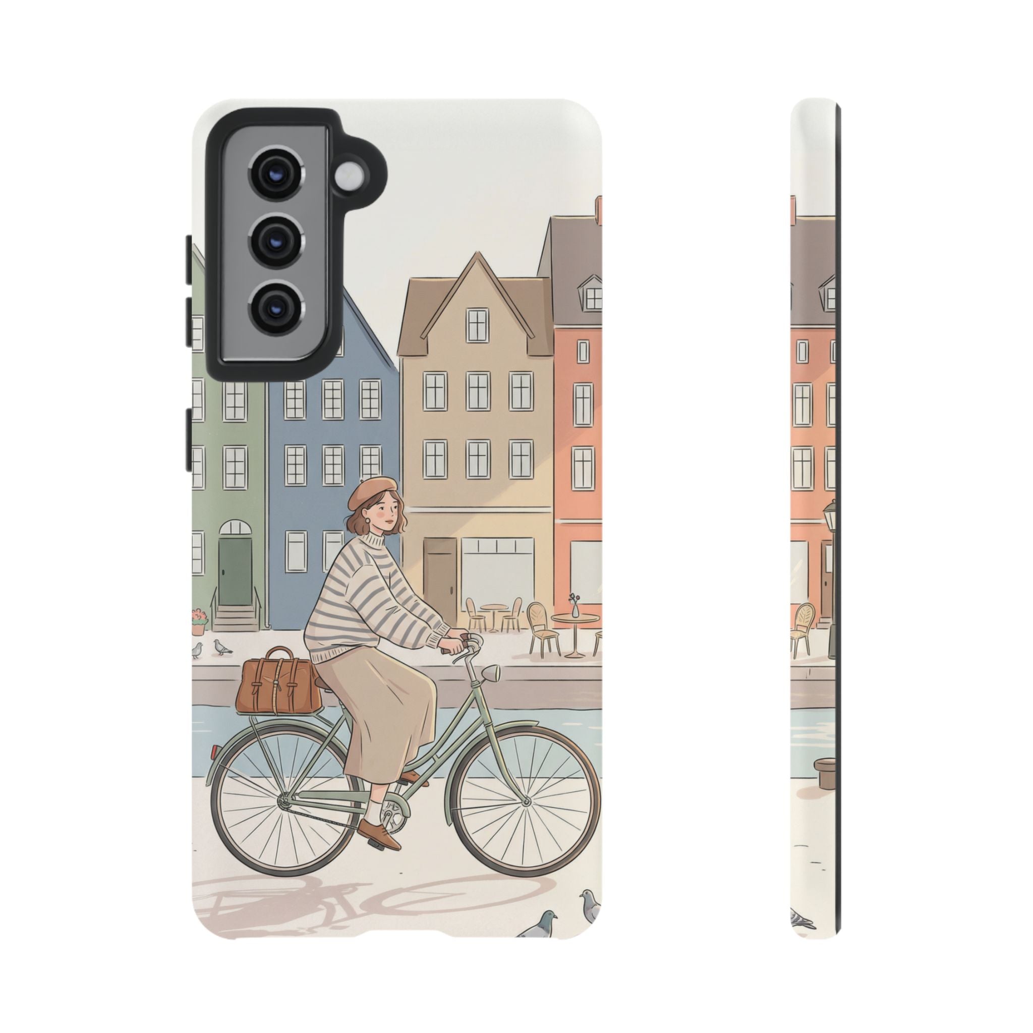 City Bike Samsung Galaxy Phone Case | Cozy European Street Illustration Tough Cases