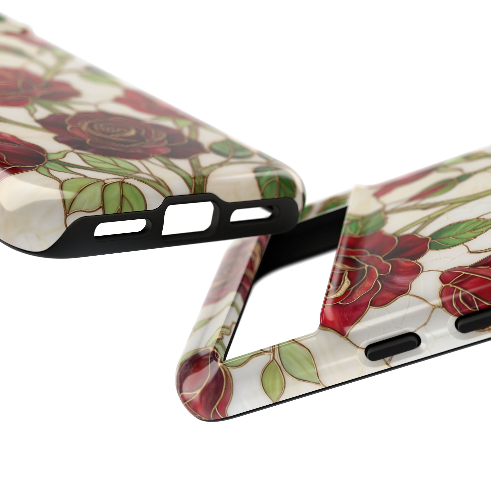 Custodia rigida per Google Pixel con motivo floreale vintage a rosa rossa