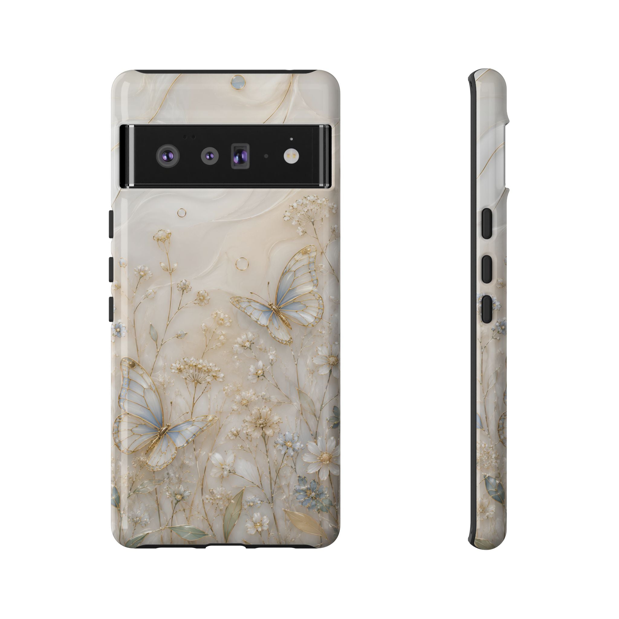 Butterfly Floral Google Pixel Phone Case | Cottagecore Meadow Art Cover