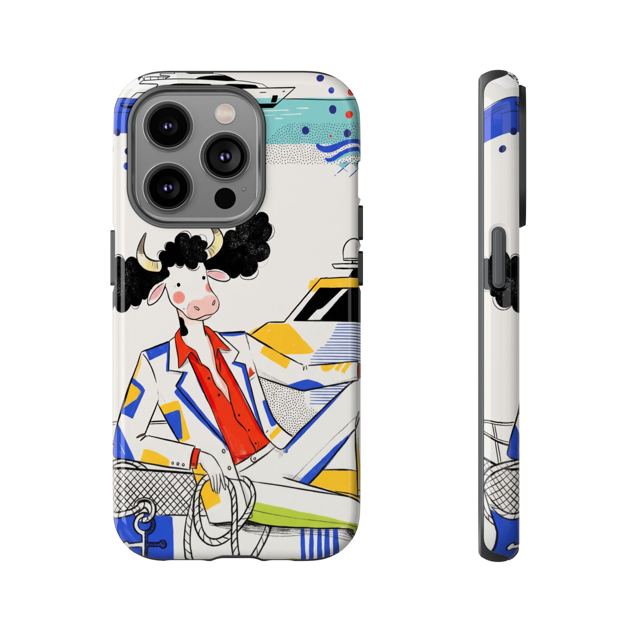 Nautical Cow Graphic Protective iPhone Case
