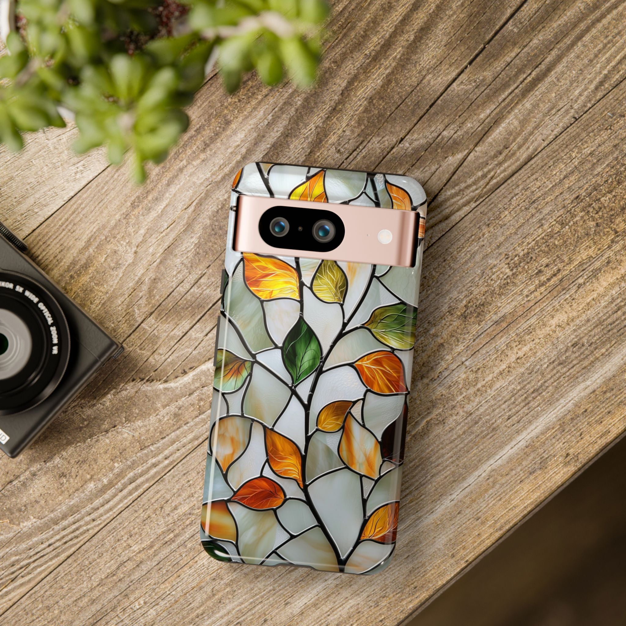 Stained Glass Autumn Leaves Mosaic Google Pixel Case