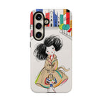 Custodia per Samsung Galaxy Ragazza di Città Chic con Trench Illustrato
