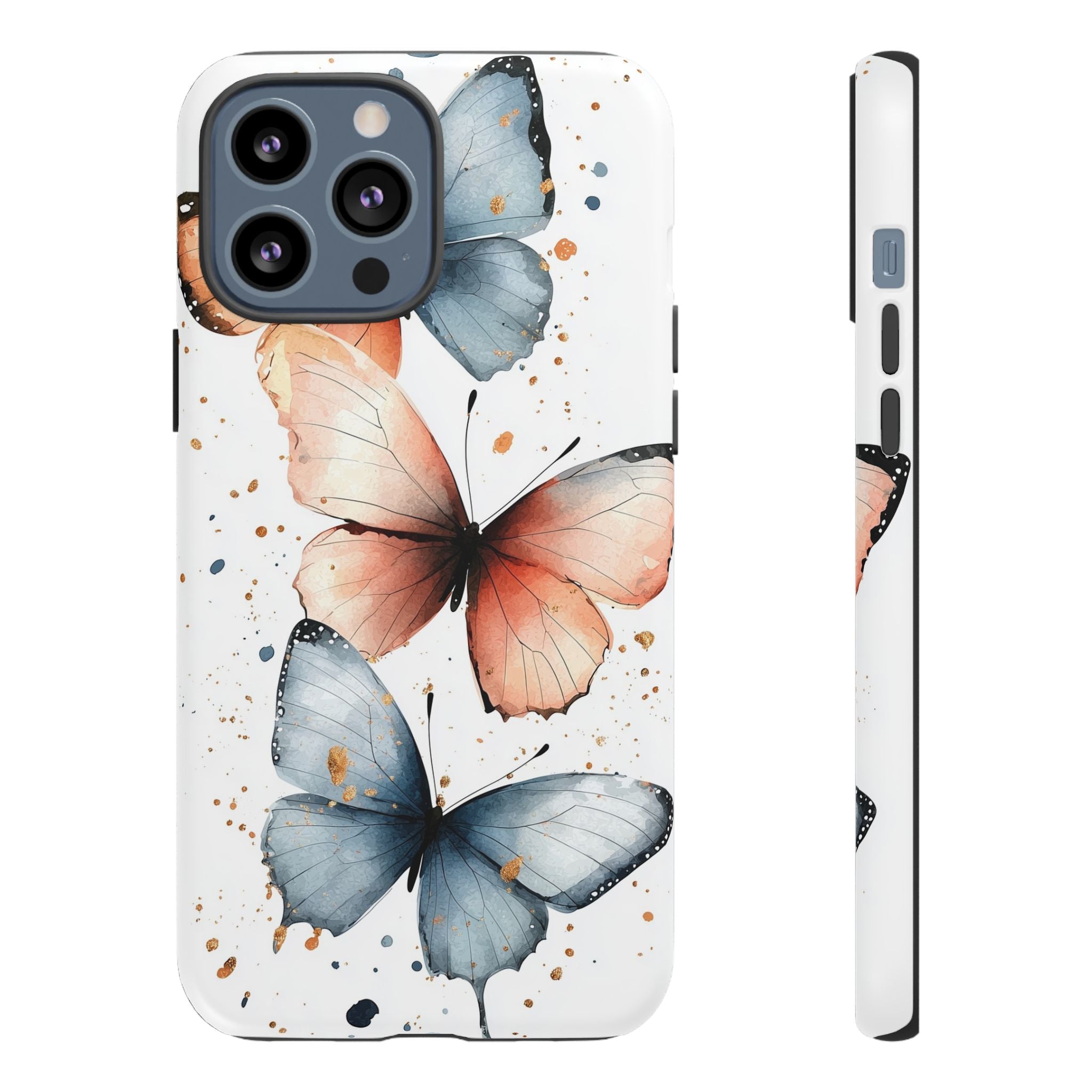 Watercolour Blue & Peach Butterfly Tough iPhone Case