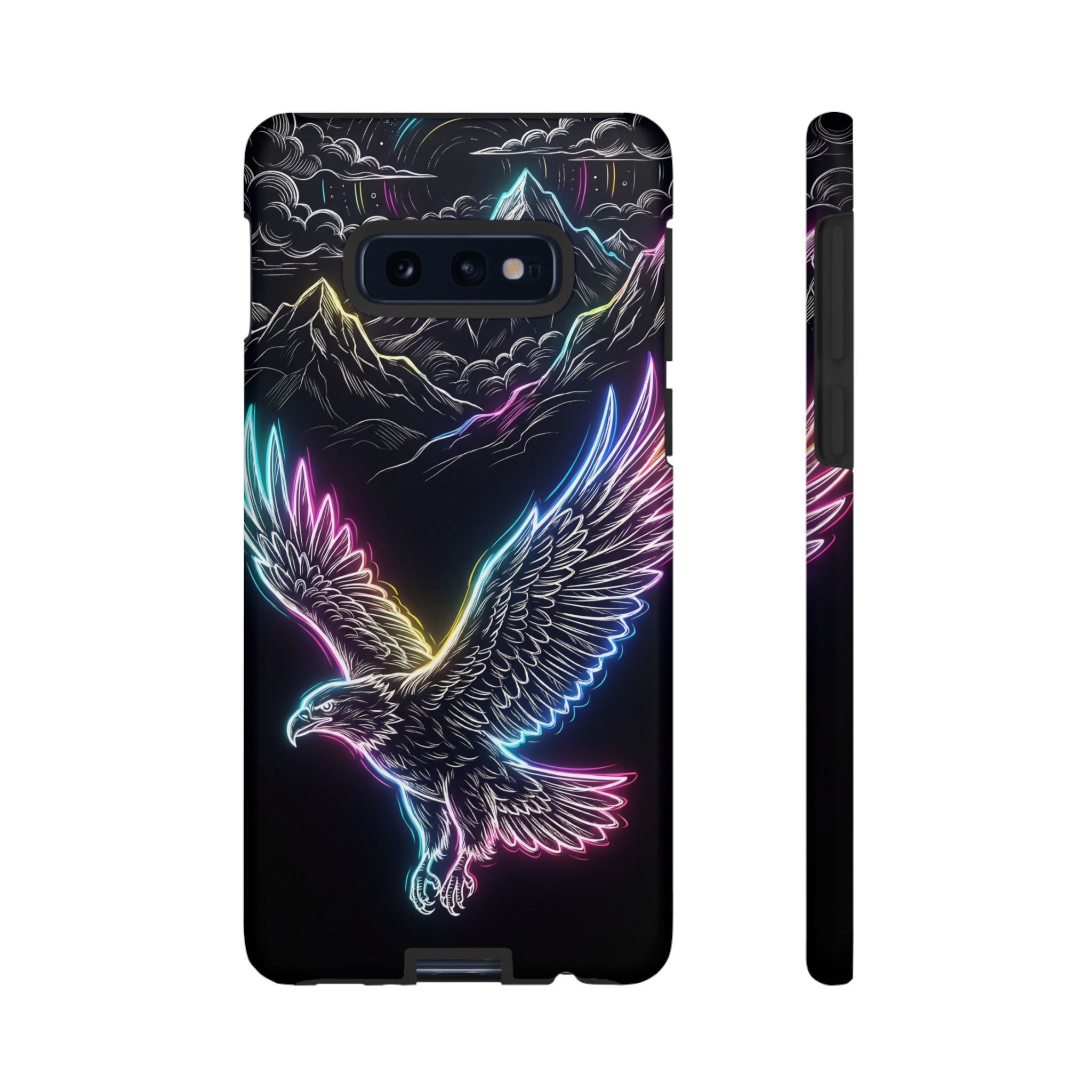 Neon Eagle Samsung Galaxy Phone Case with Mountain Design