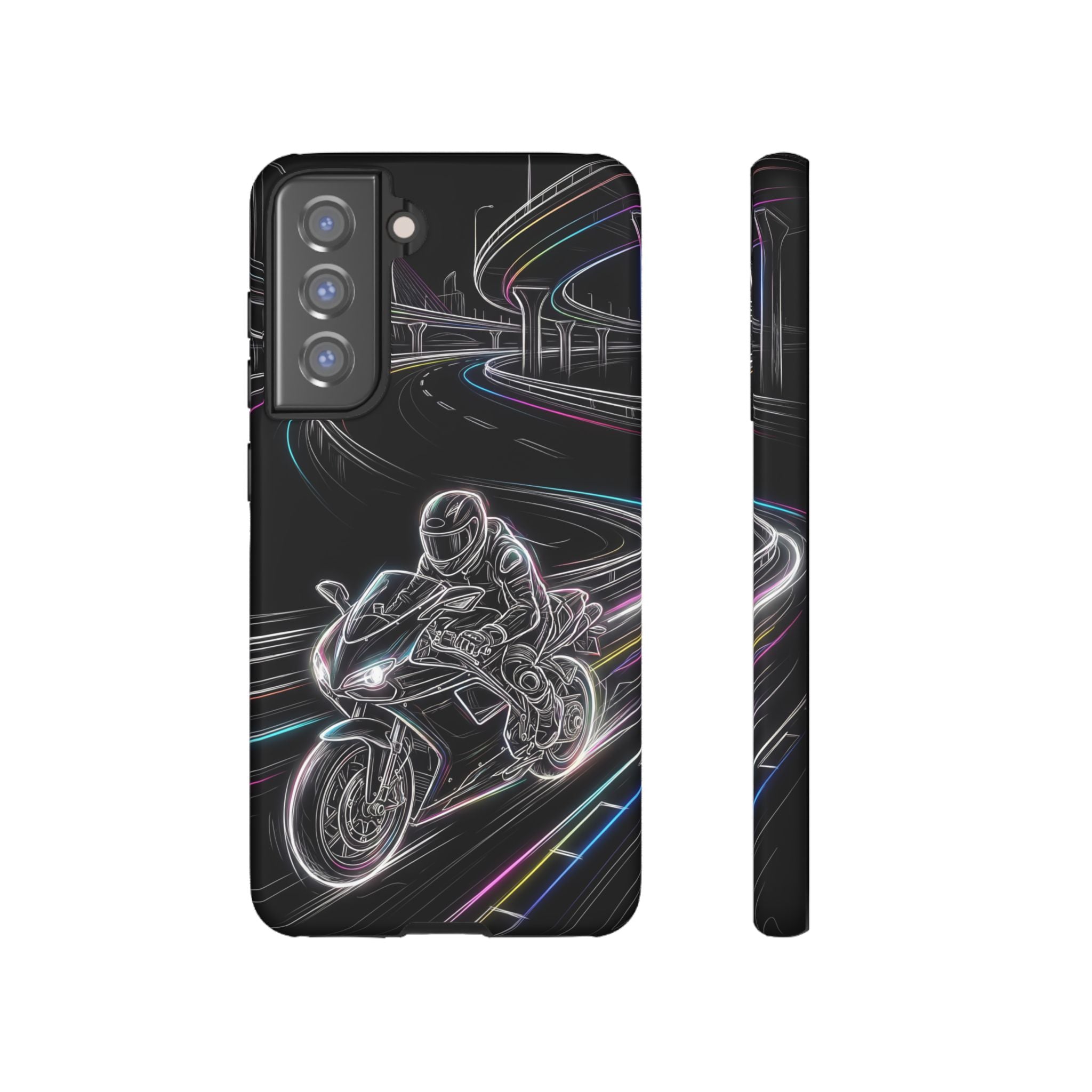 Neon Night Rider Samsung Galaxy Phone Case | Motorcycle Racing Protective Cover