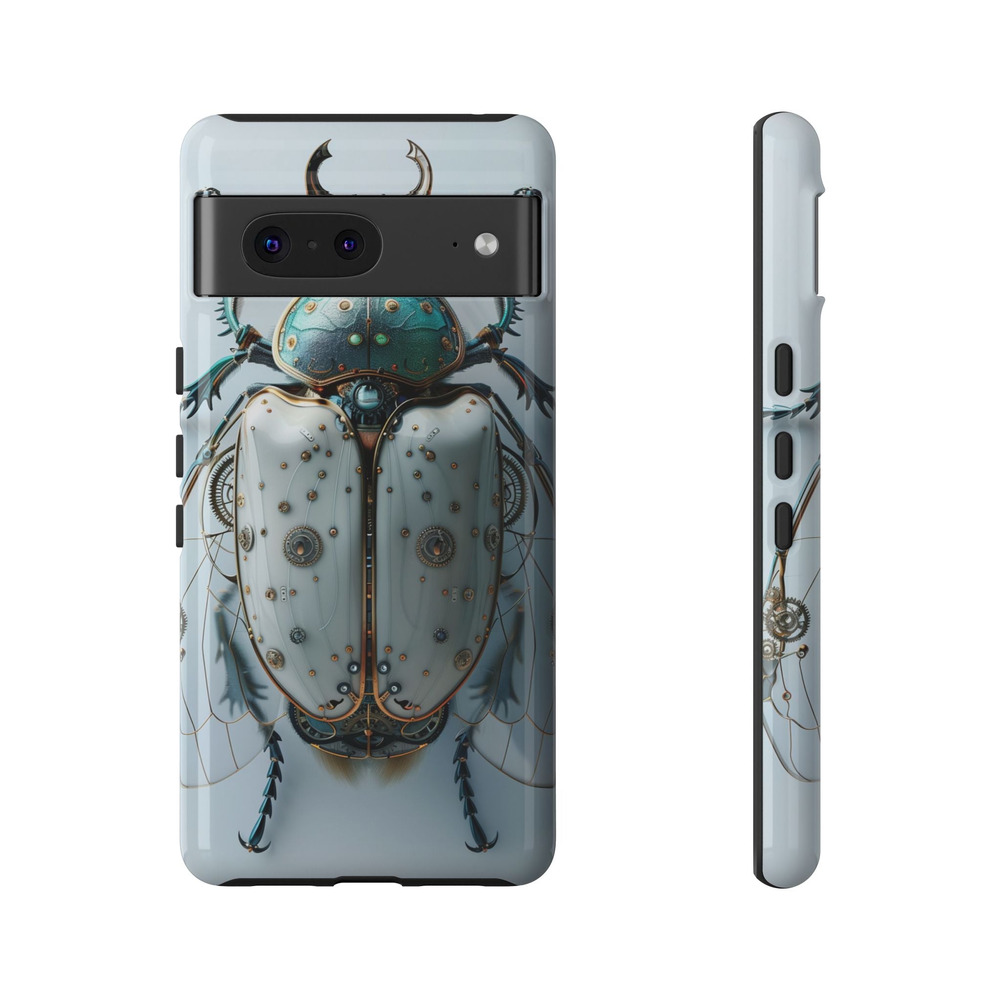 Steampunk White Beetle Protective Tough Google Pixel Case