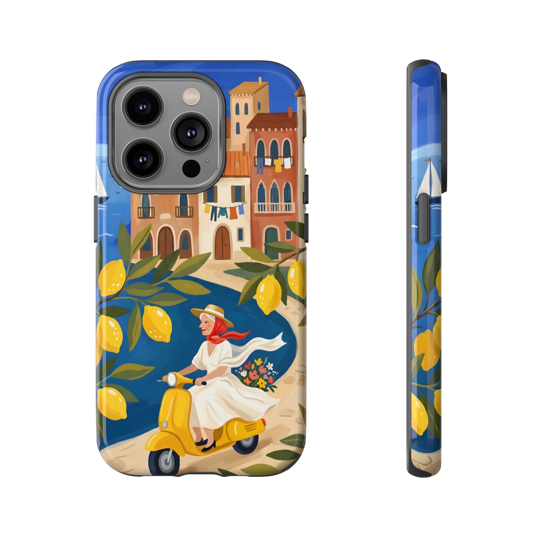 Lemon Coast Scooter iPhone Case | Mediterranean Vespa Travel Design