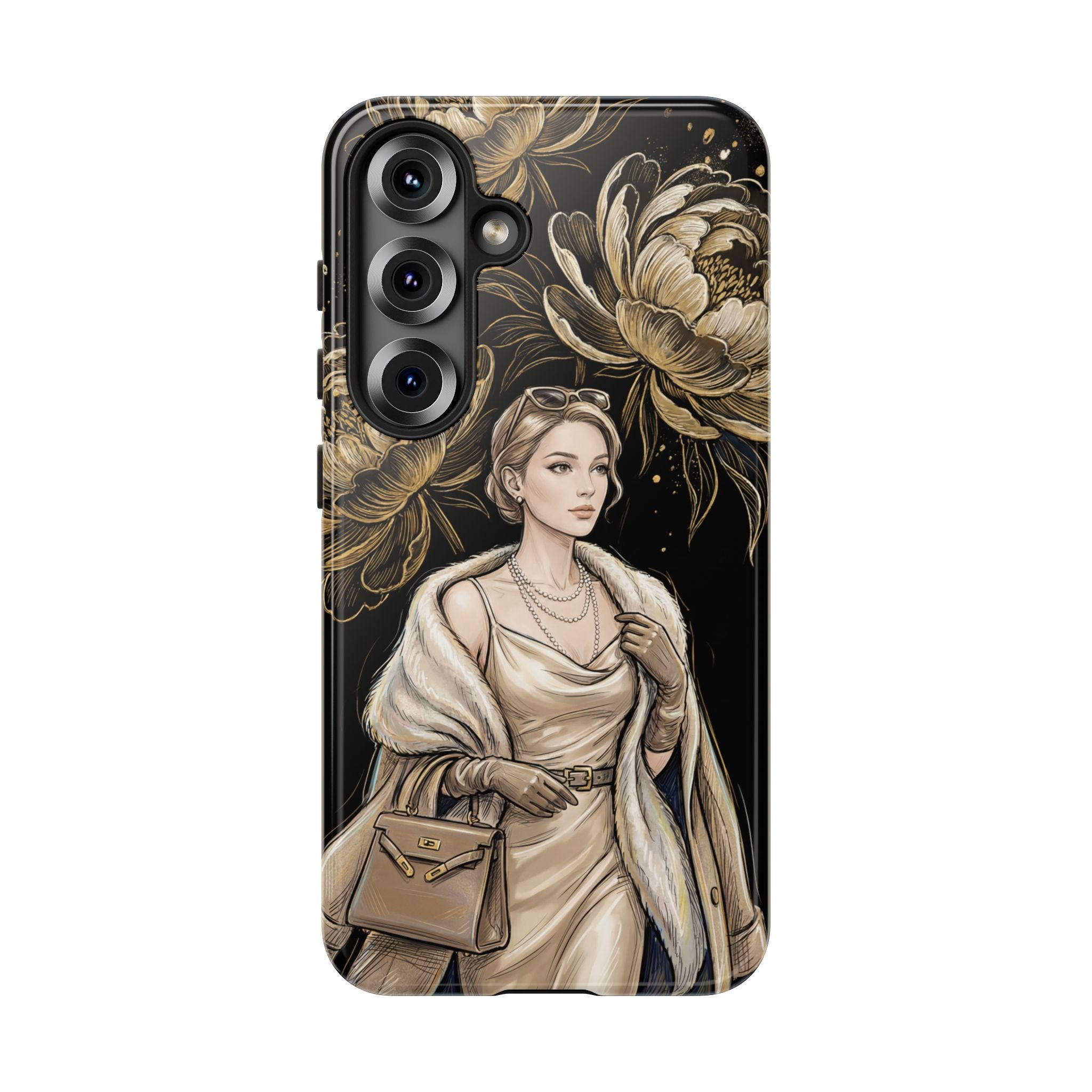 Elegant Vintage Lady Floral Samsung Galaxy Phone Case | Chic Protective Cover for Women