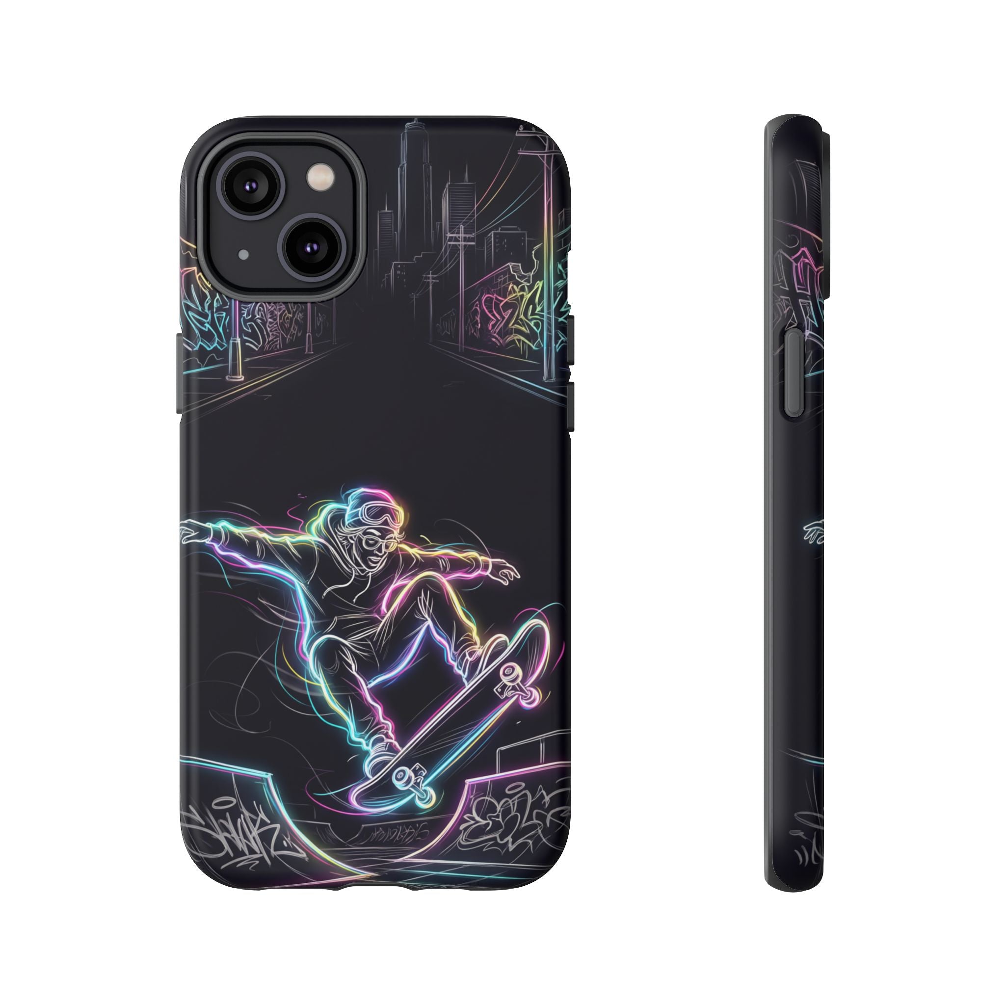 Neon Skateboard iPhone Case | Glow Skatepark Protective Cover