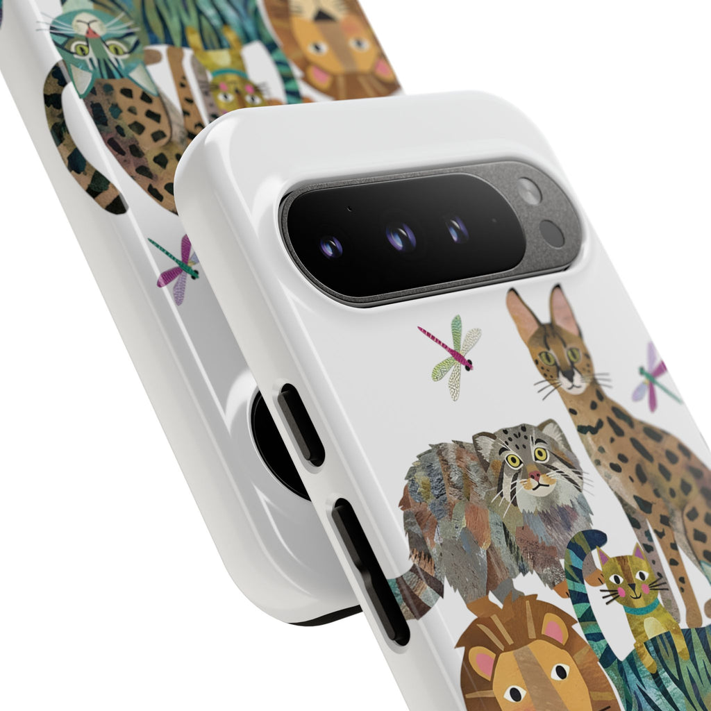 Cute Jungle Cats Google Pixel Phone Case | Colorful Animal Safari Protective Case