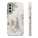 Artist in Paris Samsung Galaxy Phone Case | Vintage Painter Street Scene Protective Cover