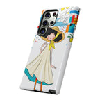 Cute Summer Girl Samsung Galaxy Phone Case | Whimsical Coastal Illustration Protective Case