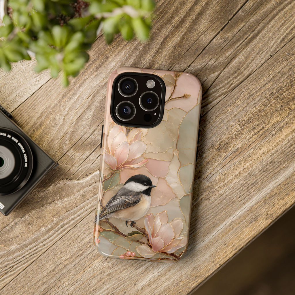 Chickadee iPhone Case | Magnolia Flower iPhone Case