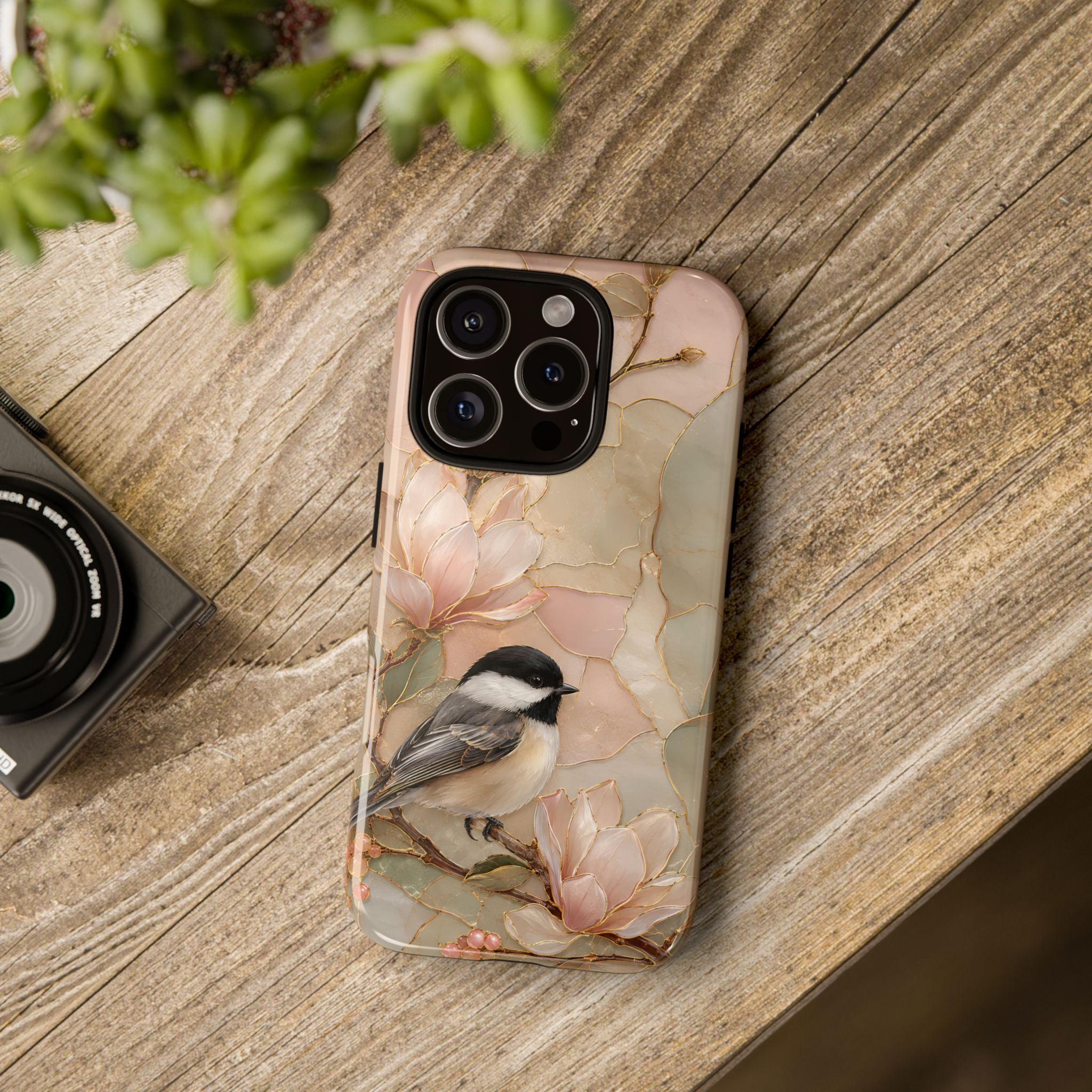 Chickadee iPhone Case | Magnolia Flower iPhone Case