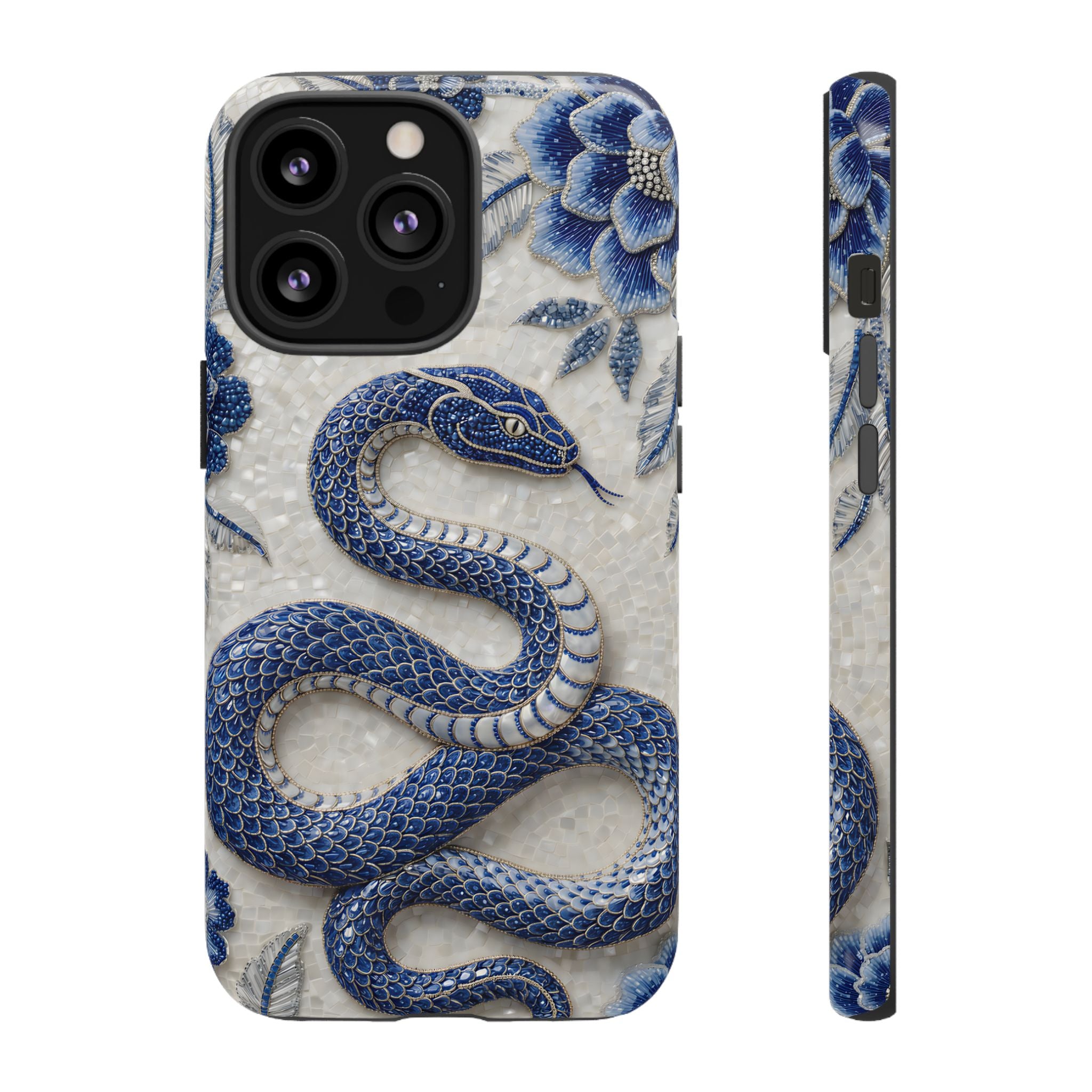 Asian Zodiac Snake iPhone Case | Blue & White Porcelain Slim Shockproof Case | Year of the Snake