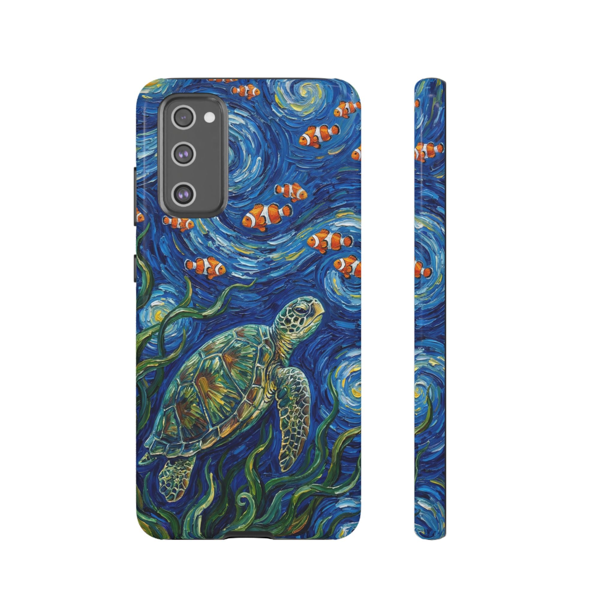 Sea Turtle & Clownfish Tough Samsung Galaxy Case | Van Gogh Style Ocean Art