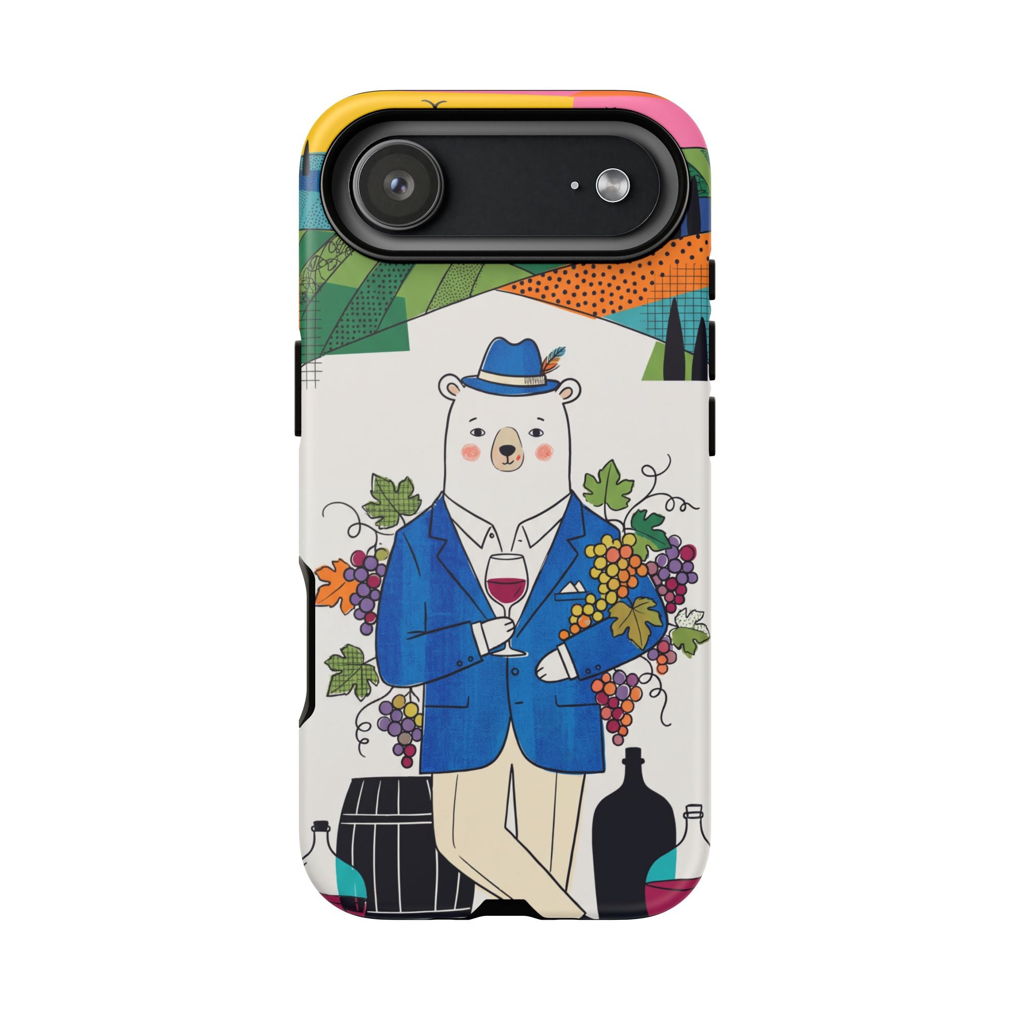 Dapper Polar Bear Wine Lover Illustrated Protective iPhone Case