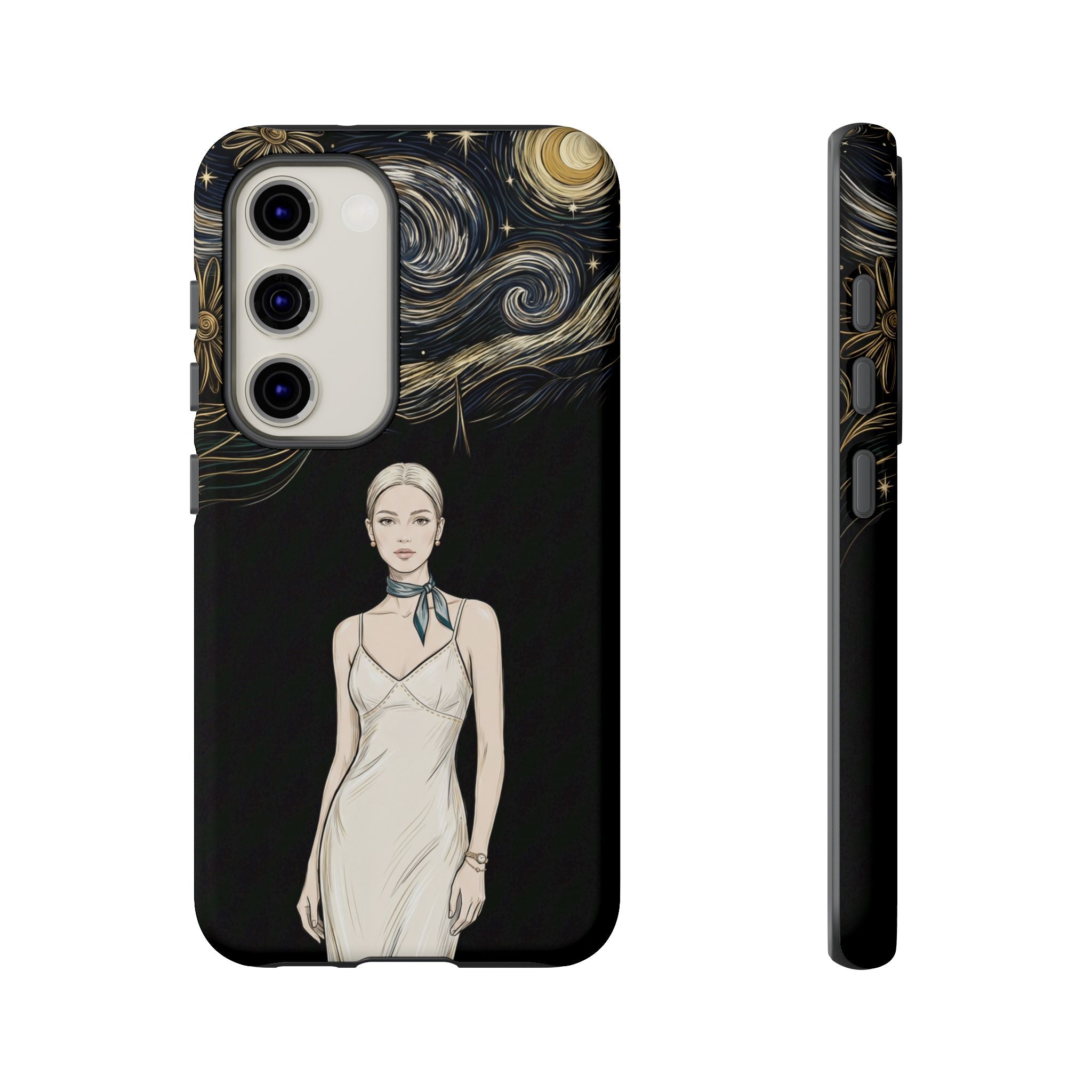 Starry Night Fashion Samsung Galaxy Phone Case | Elegant Woman Illustration