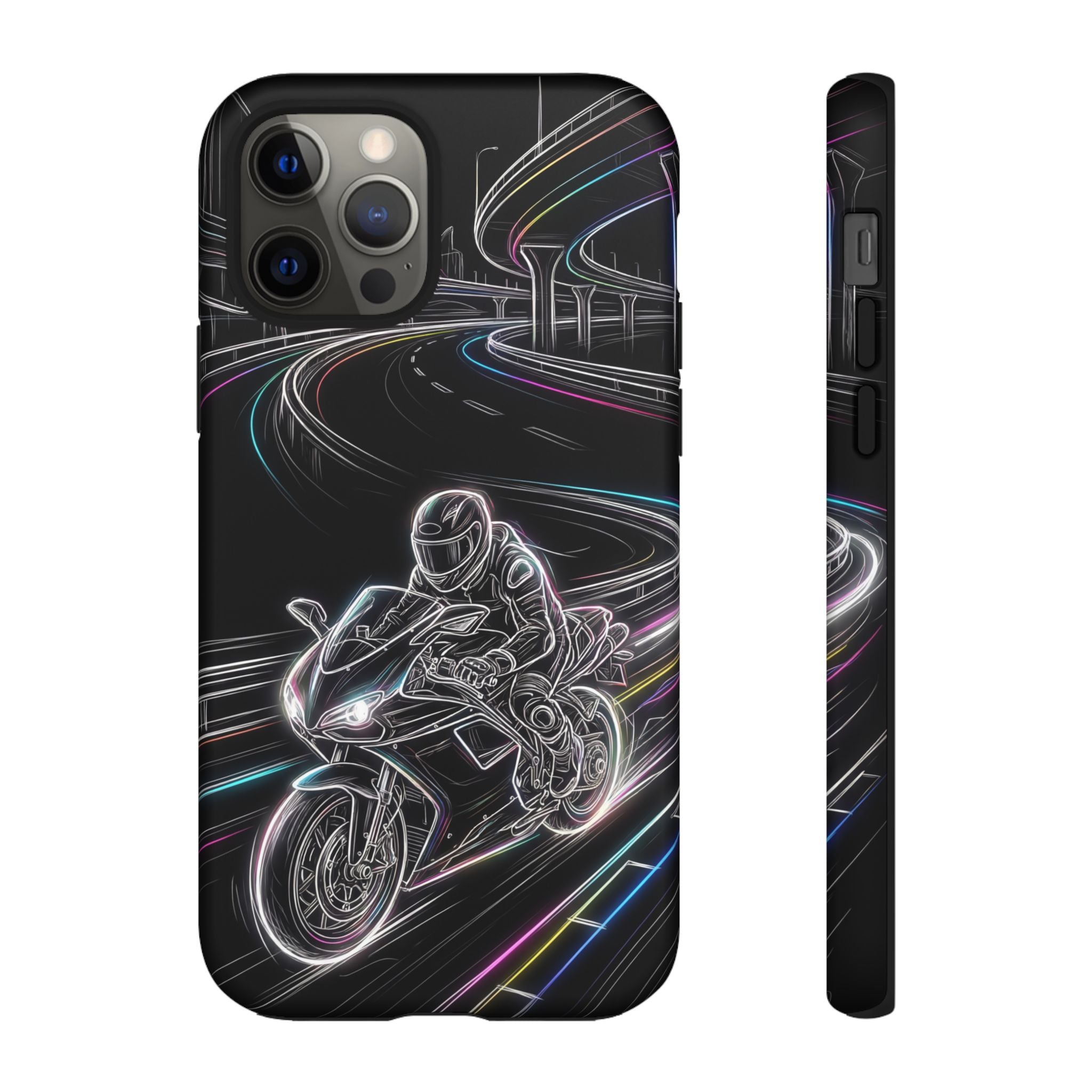 Neon Night Rider iPhone Case | Motorcycle Racing Protective Cover
