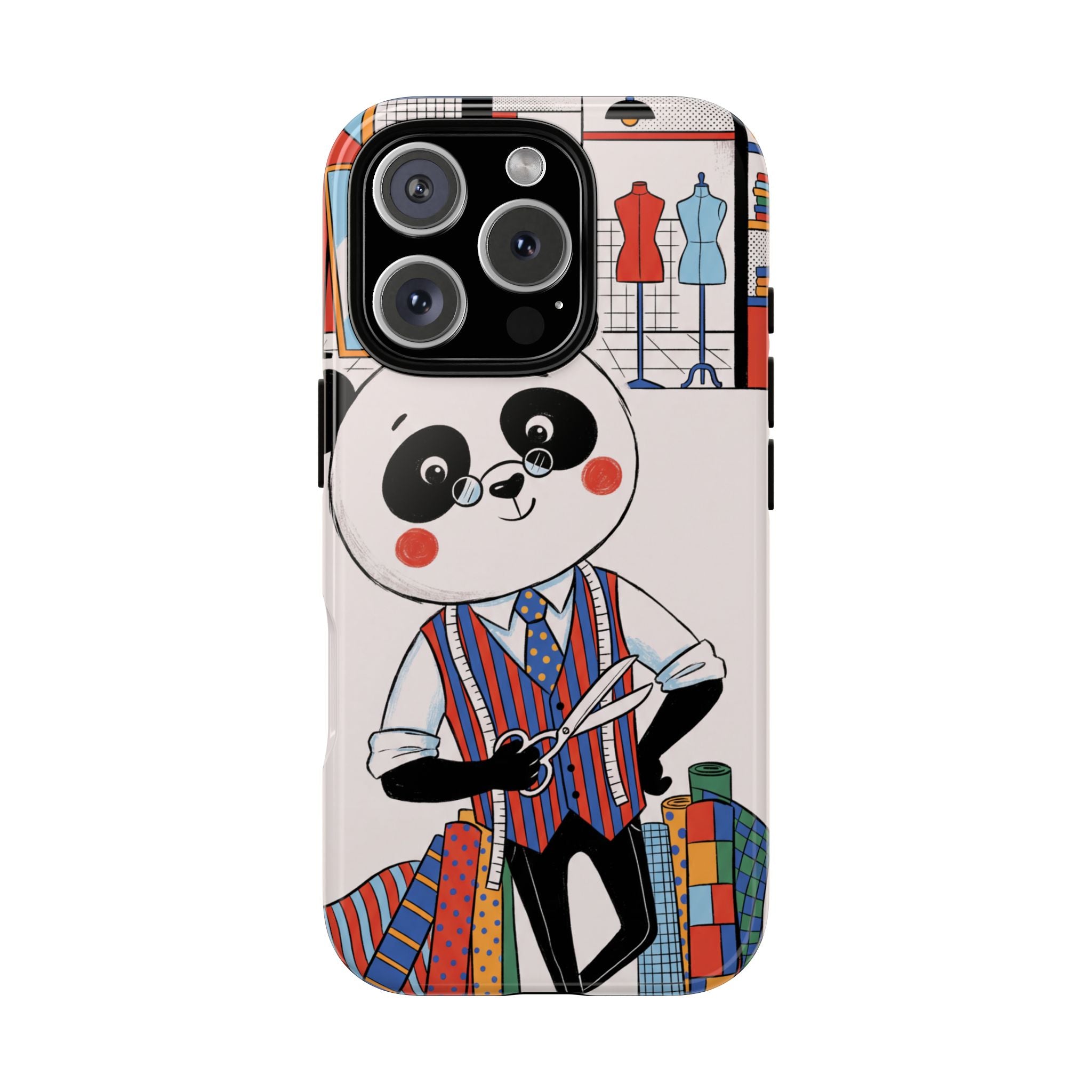 Panda Tailor iPhone Case | Cute Seamstress Cartoon