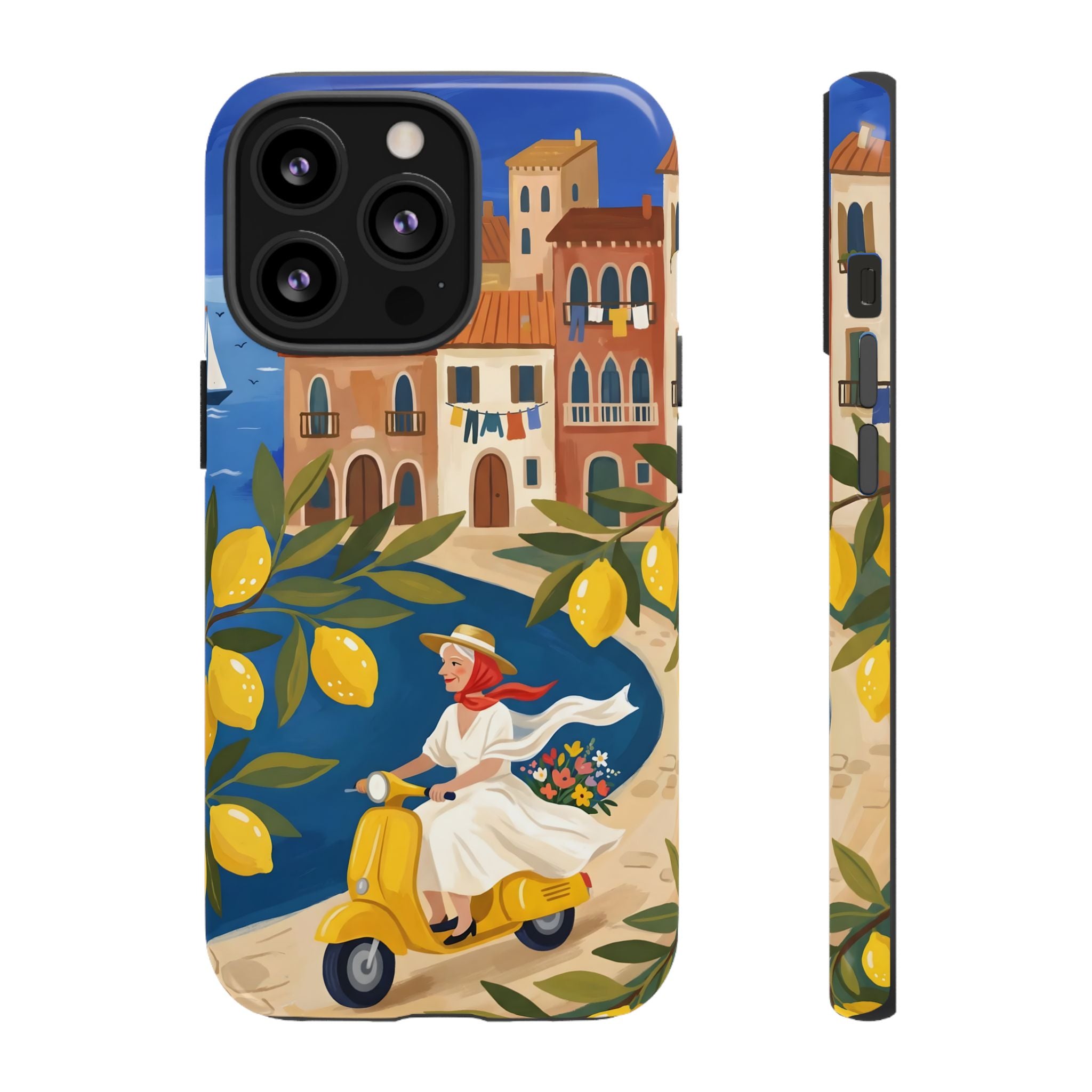 Lemon Coast Scooter iPhone Case | Mediterranean Vespa Travel Design