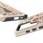 Floral Folk Art Bunny Tough Samsung Galaxy Phone Case