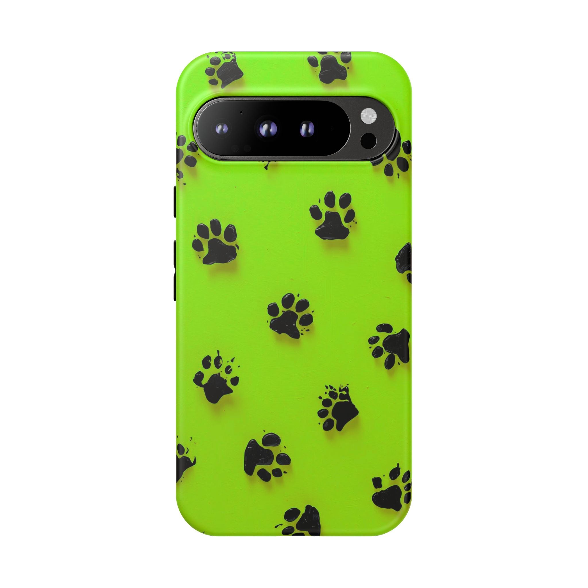 Neon Paw Print Tough Google Pixel Case — Shockproof Pet Lover iPhone Cover