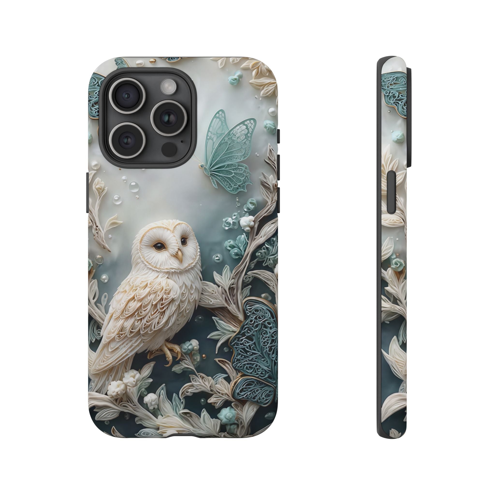 Barn Owl & Butterflies Tough iPhone Case