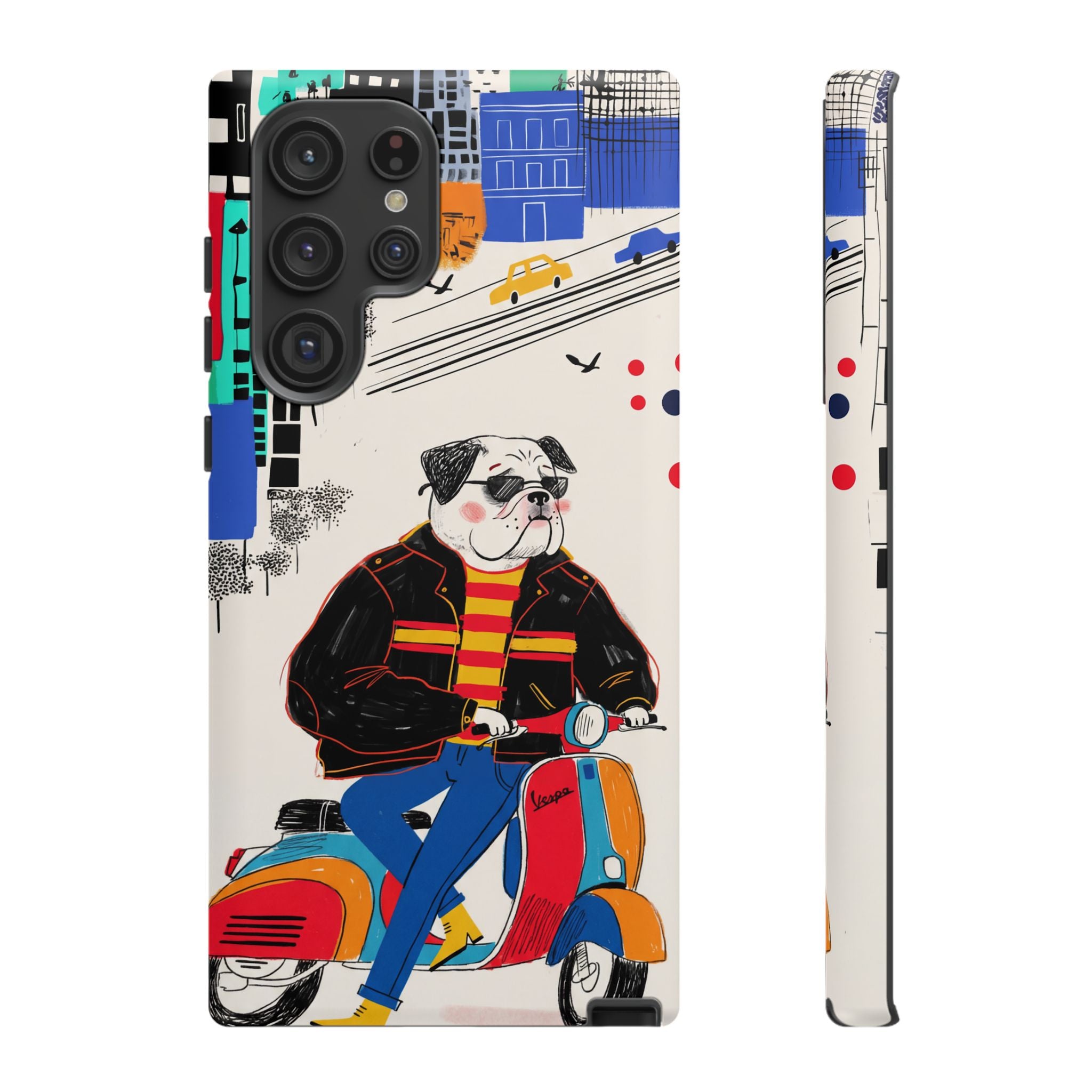 Bulldog Vespa Samsung Galaxy Phone Case | Retro Scooter Dog Protective Cover