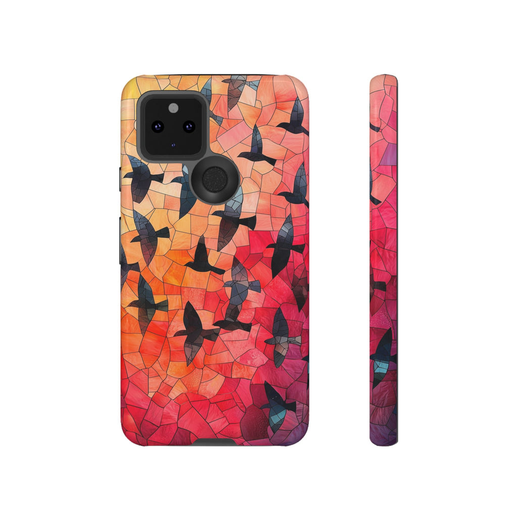 Stained Glass Mosaic Sunset Birds Google Pixel Case