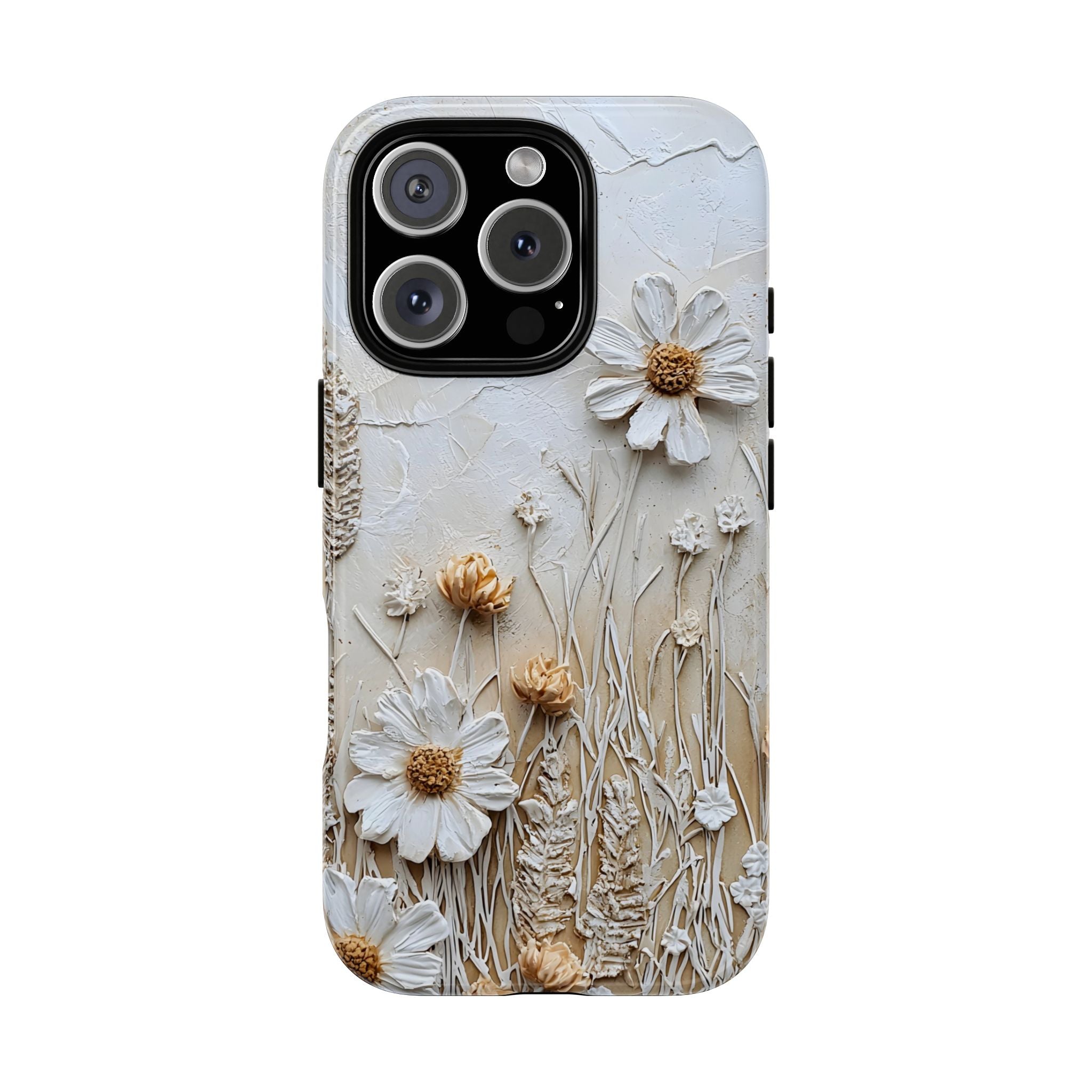 Textured Daisy Art Floral Relief iPhone Case