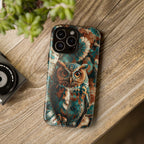 Custodia rigida per iPhone Owl Forest | Custodia protettiva rustica con animali selvatici color verde acqua e marrone