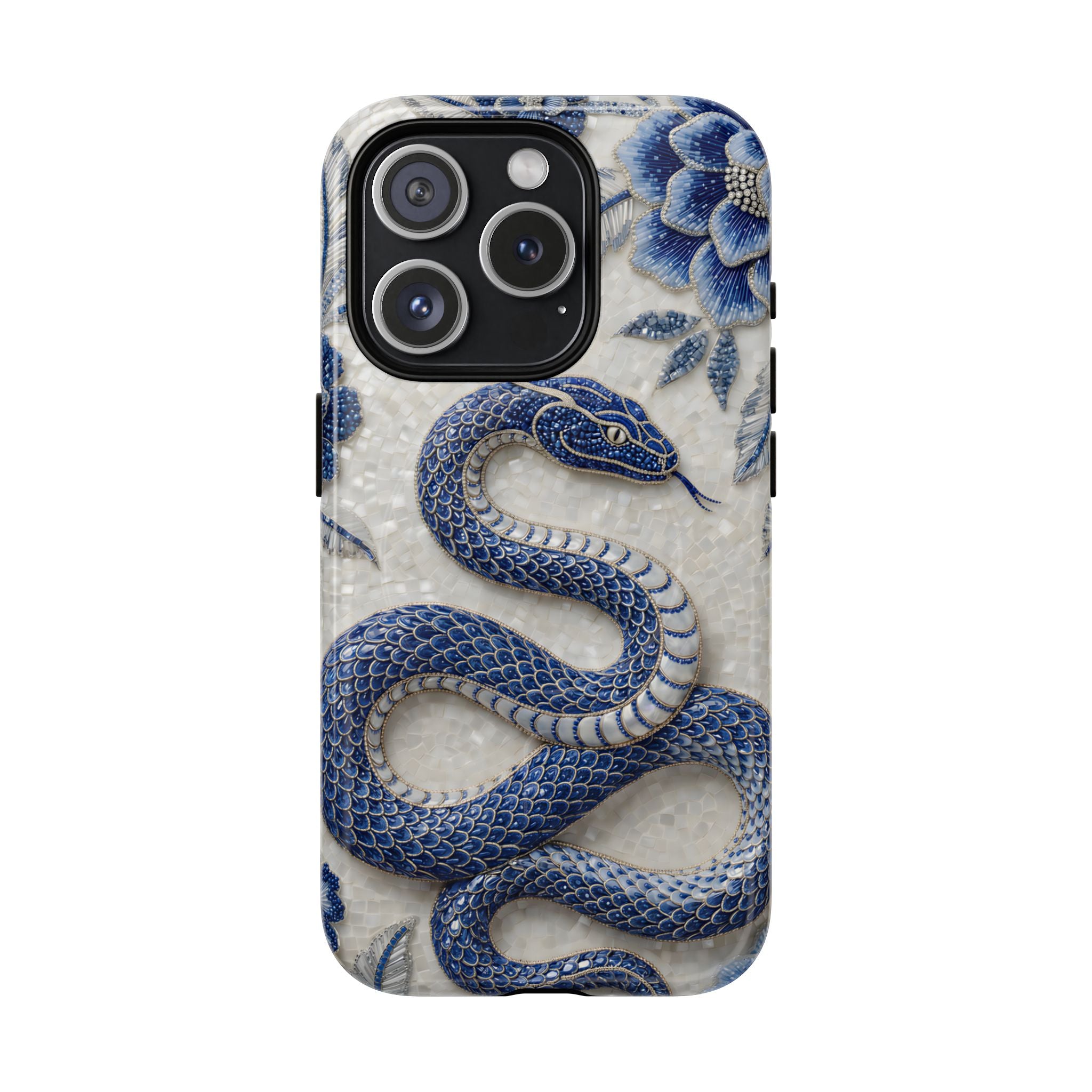 Asian Zodiac Snake MagSafe iPhone Case | Blue & White Porcelain Slim Shockproof Case | Year of the Snake