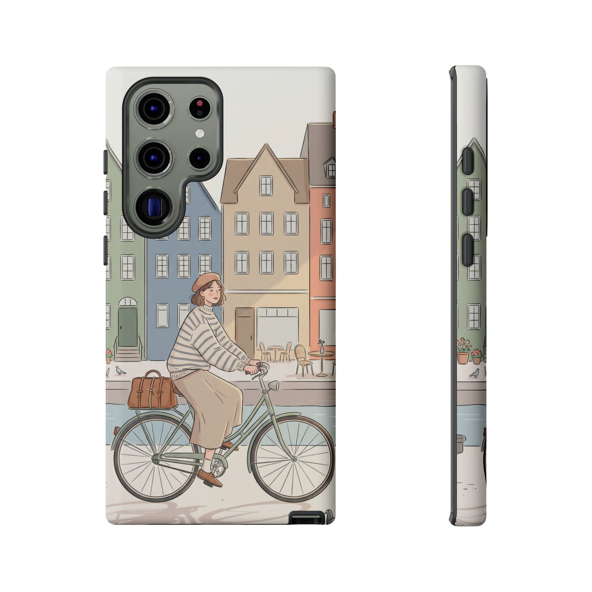 City Bike Samsung Galaxy Phone Case | Cozy European Street Illustration Tough Cases