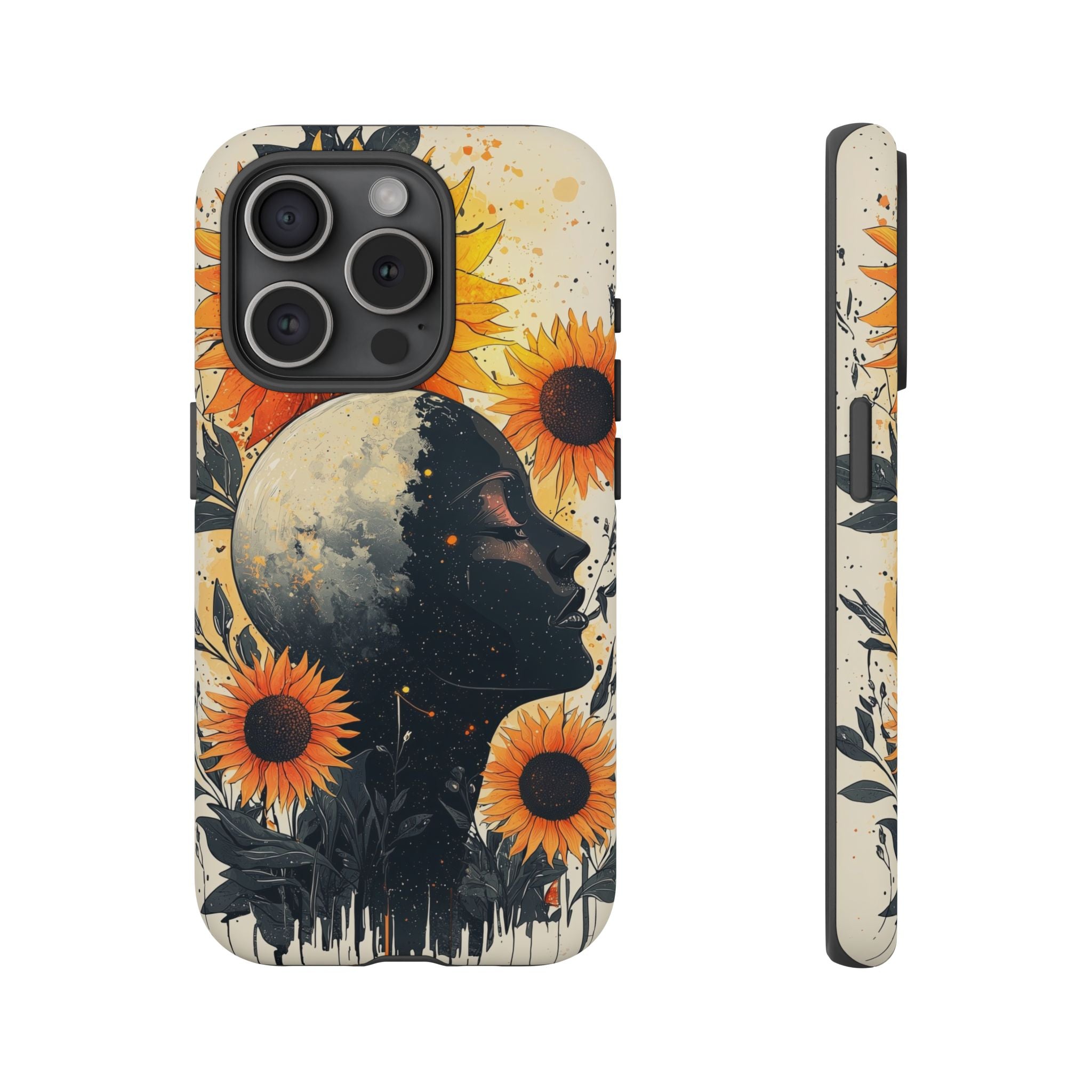 Sunflower Moon Art iPhone Case | Floral Celestial