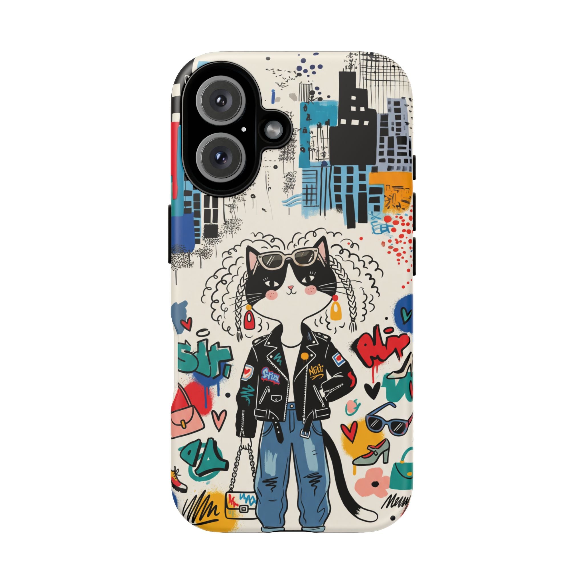 Punk City Cat Graffiti Design iPhone Case