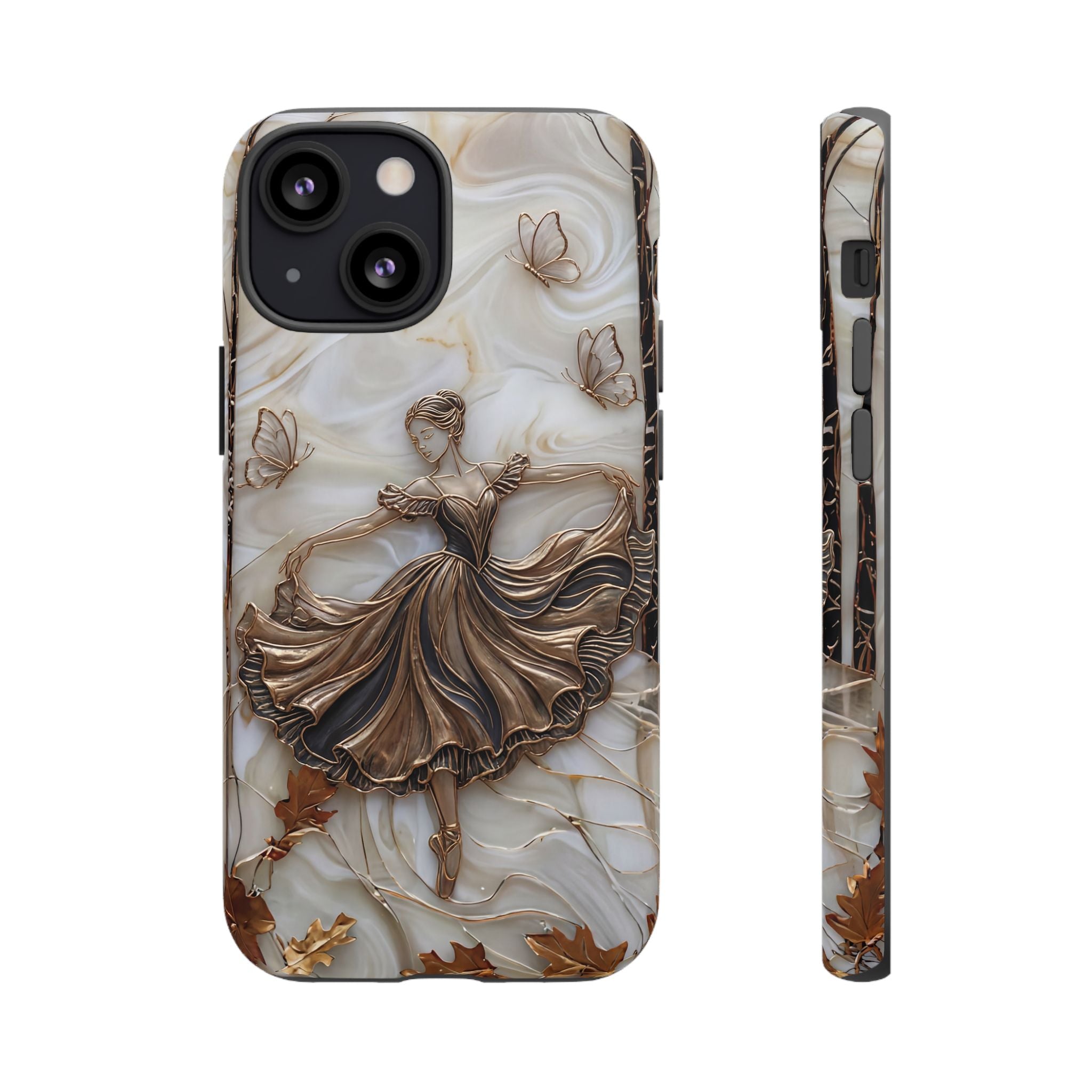 Elegant Bronze Ballerina Dance Design iPhone Case