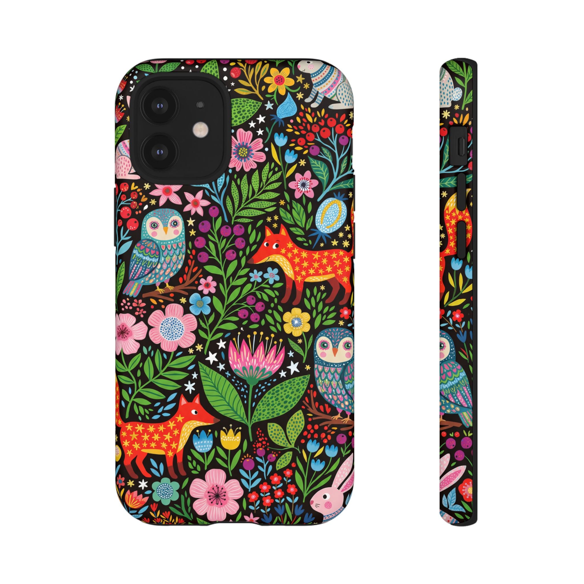 Floral Woodland iPhone Case | Colourful Fox & Owl Protective Cover