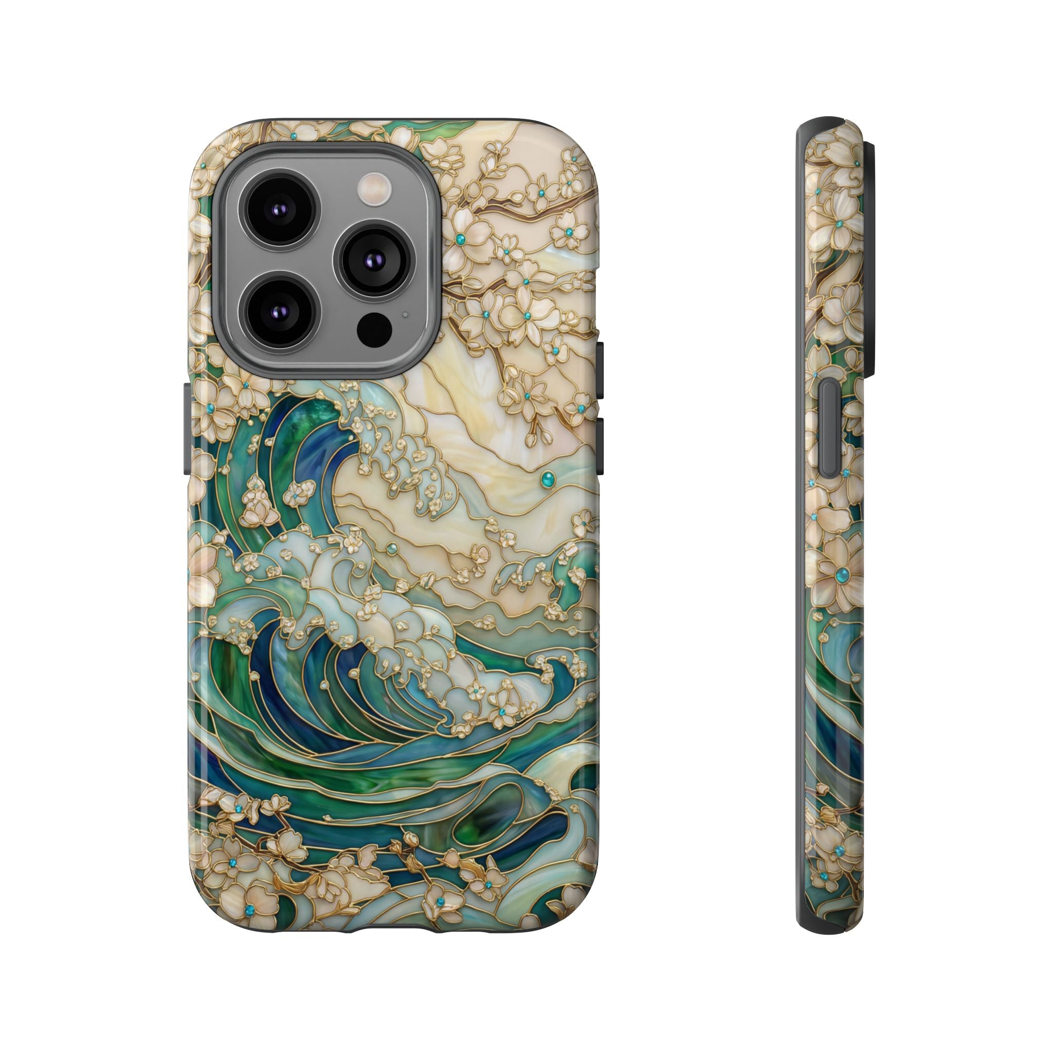 Elegant Ocean Wave Floral Art iPhone Case