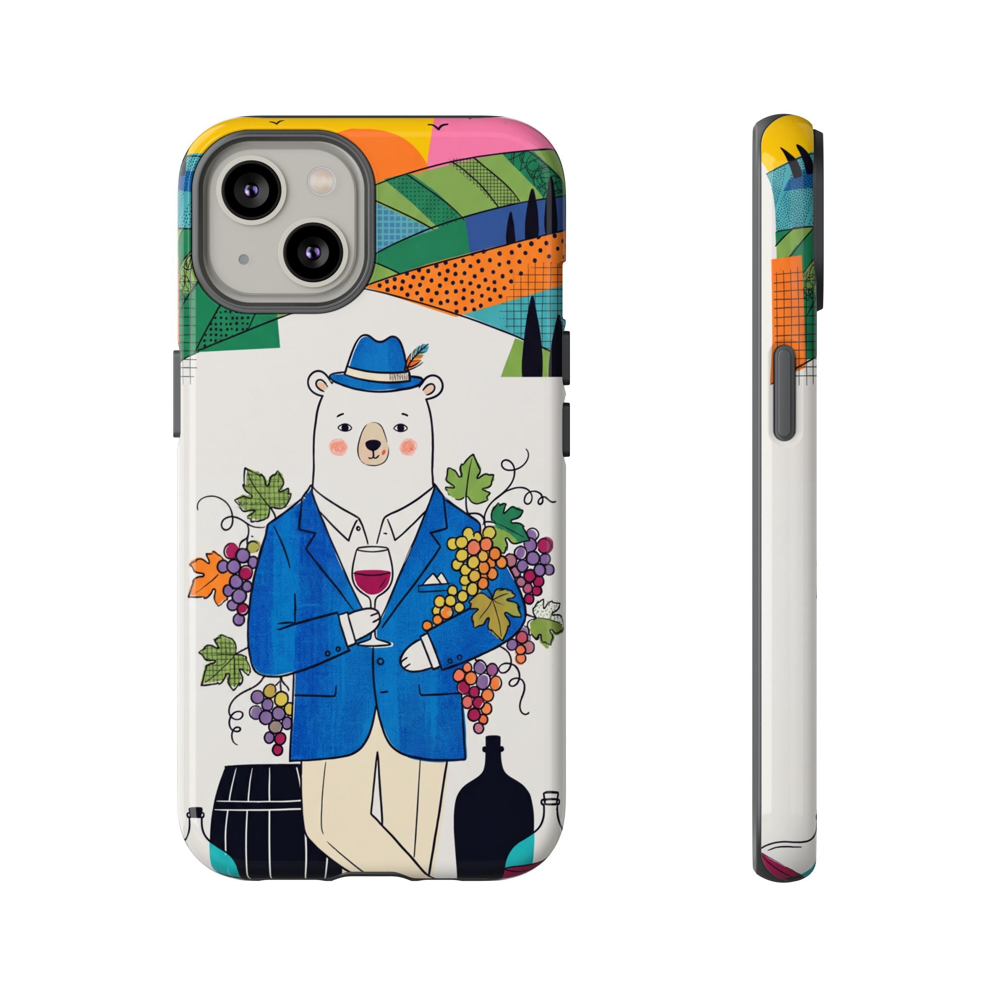 Dapper Polar Bear Wine Lover Illustrated Protective iPhone Case