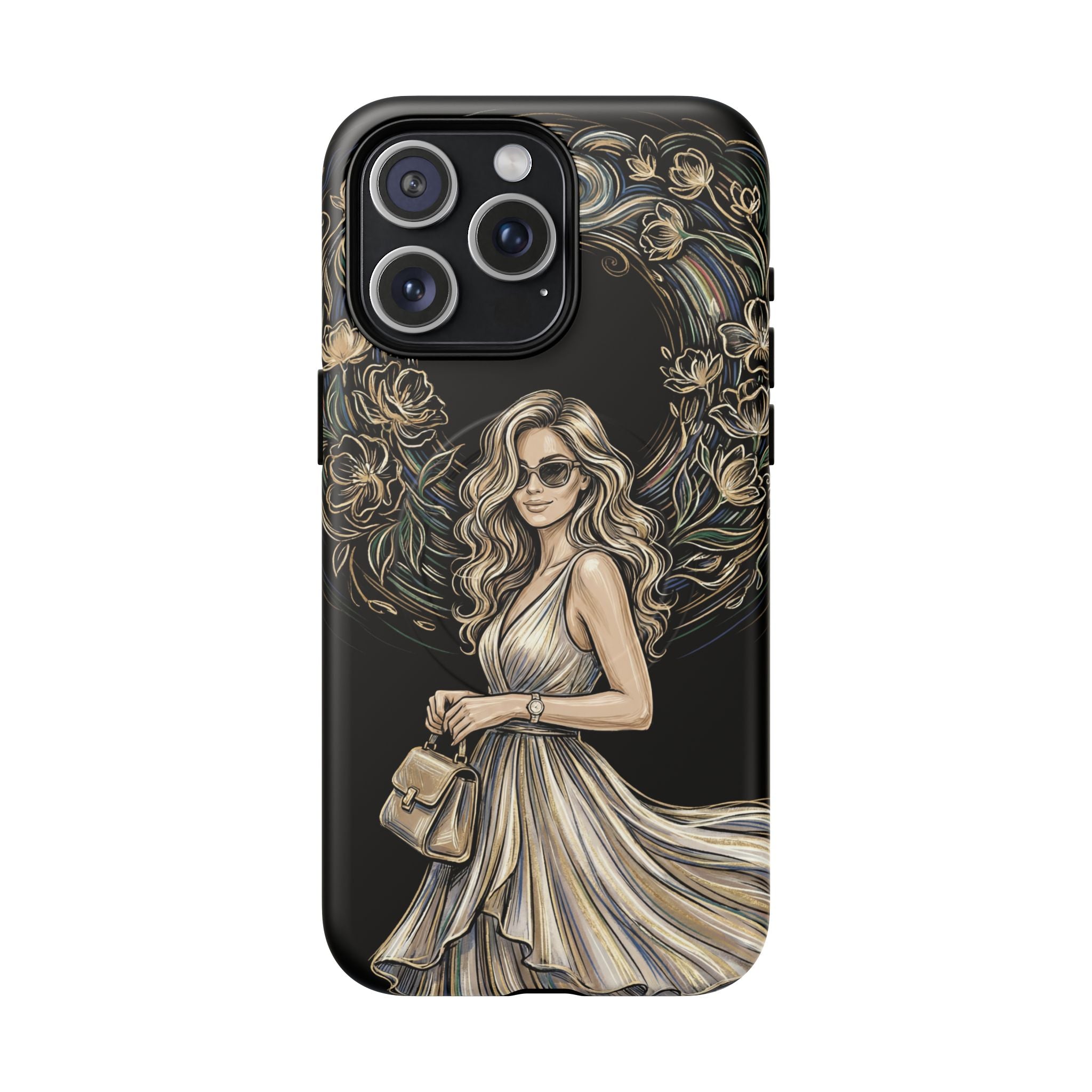 Stylish Woman Floral Wreath Tough MagSafe iPhone Case