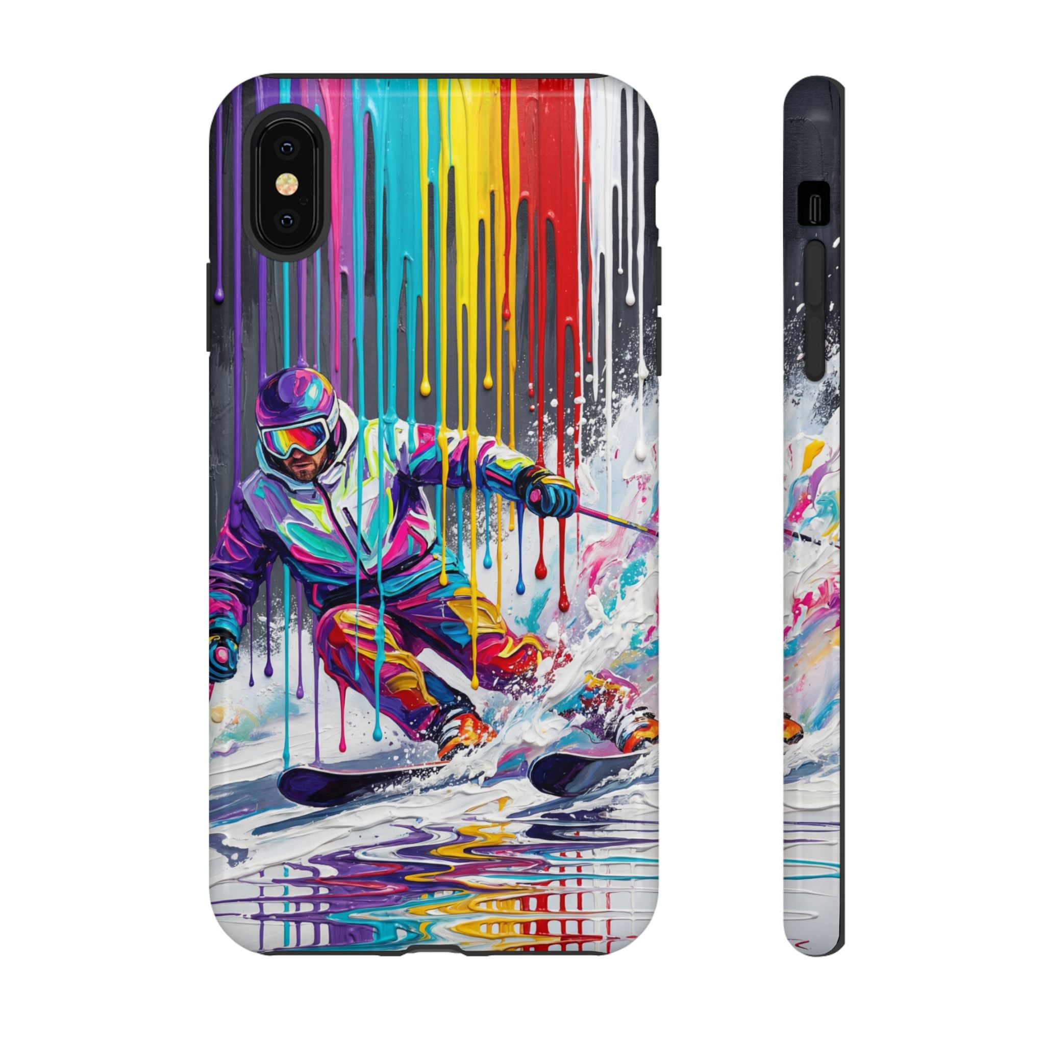 Colourful Skiing Drip Art Tough iPhone Case