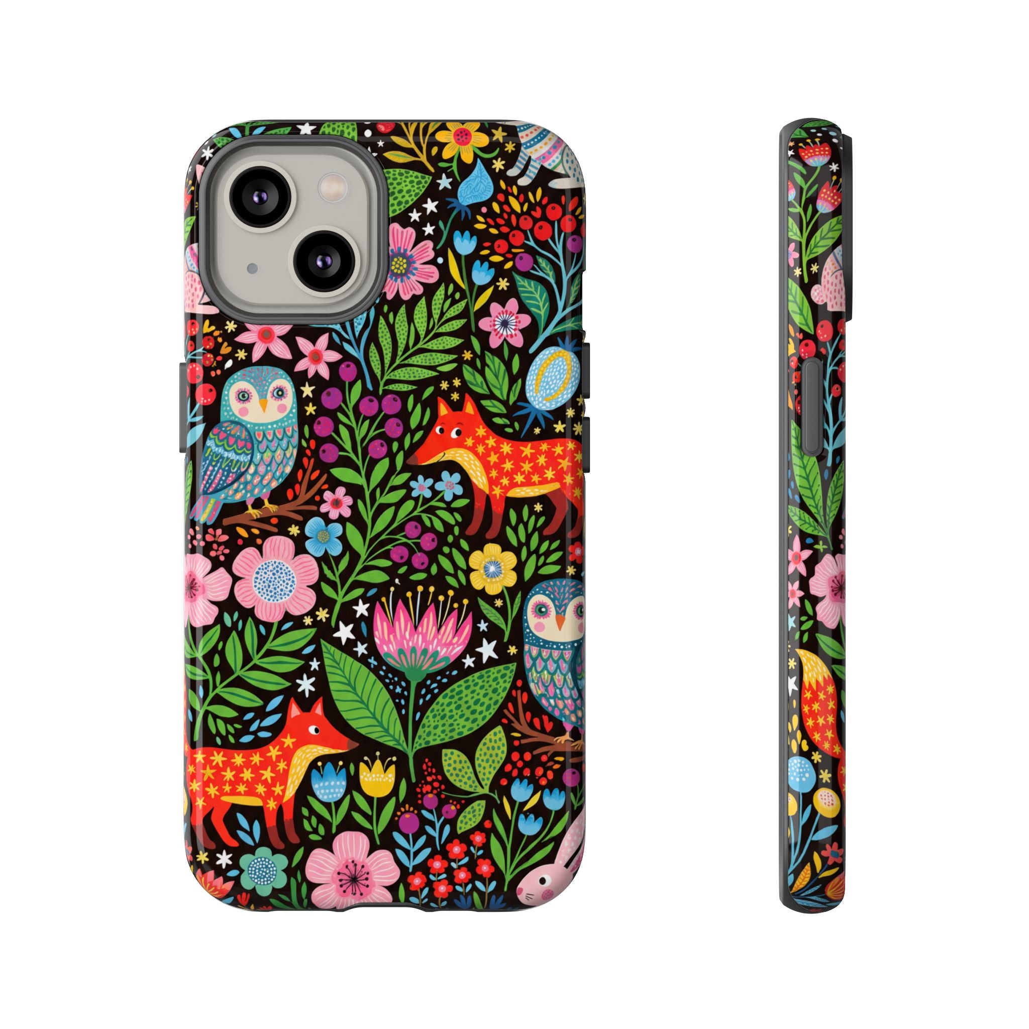 Floral Woodland iPhone Case | Colourful Fox & Owl Protective Cover