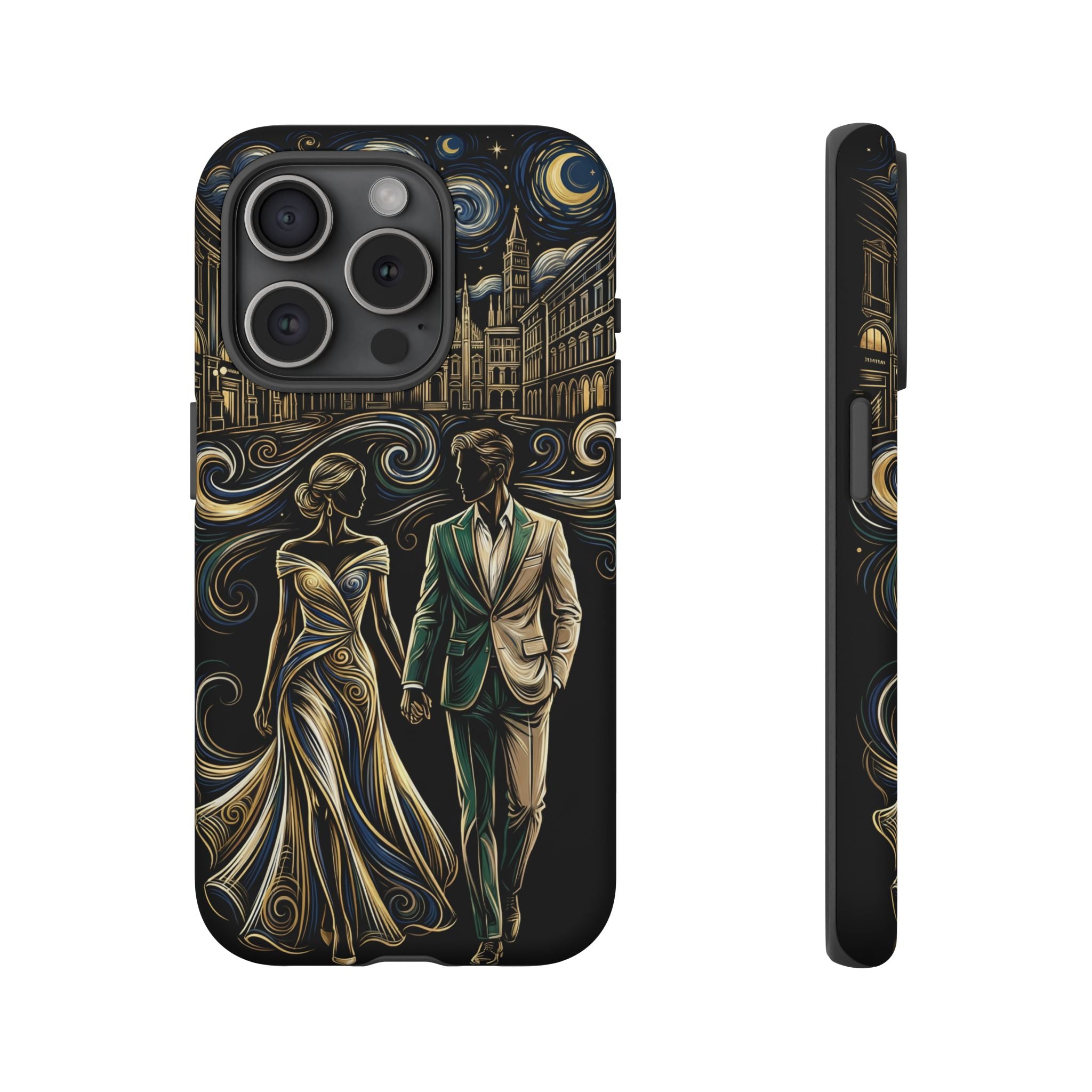Romantic Night Walk iPhone Case | Elegant Couple Art