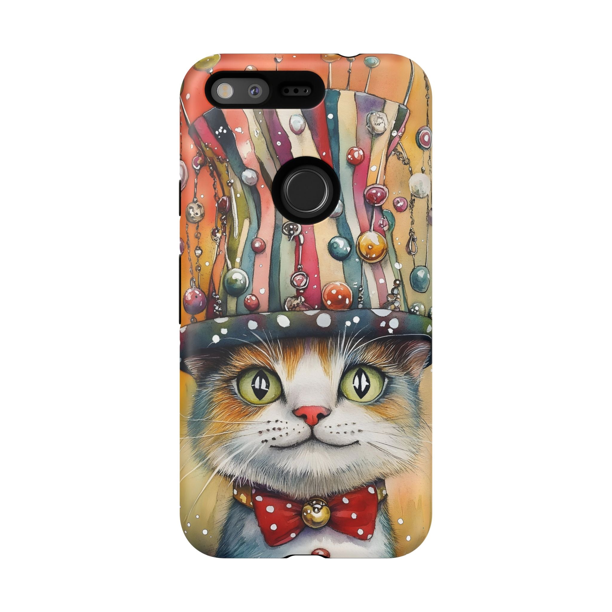 Cat in Colorful Top Hat Google Pixel Case — Whimsical Cat Art iPhone Case