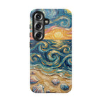 Custodia per Samsung Galaxy Sea Sunset — Onde da spiaggia in stile Van Gogh con conchiglie