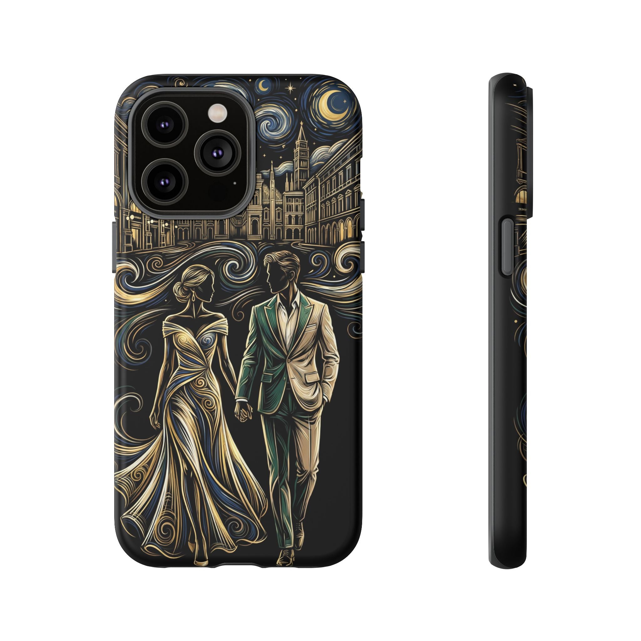 Romantic Night Walk iPhone Case | Elegant Couple Art